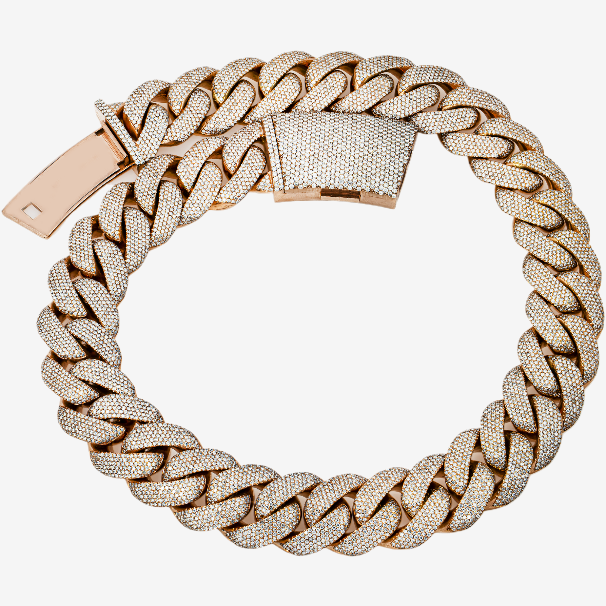 14K RG MIAMI CUBAN LINK FULL DIAMOND HALF KILO CHAIN (DETAILS)