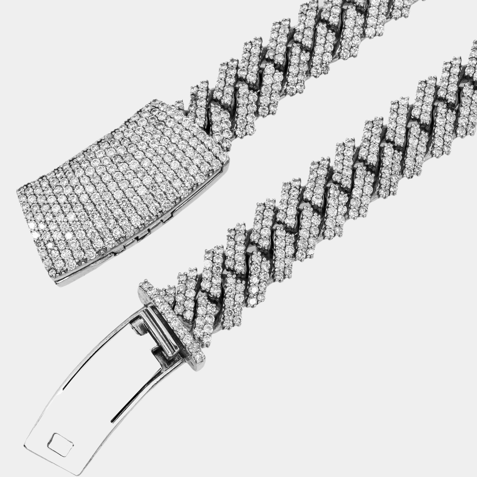 14K WG PRONG SET CUBAN LINK FULL DIAMOND CHAIN (DETAILS)