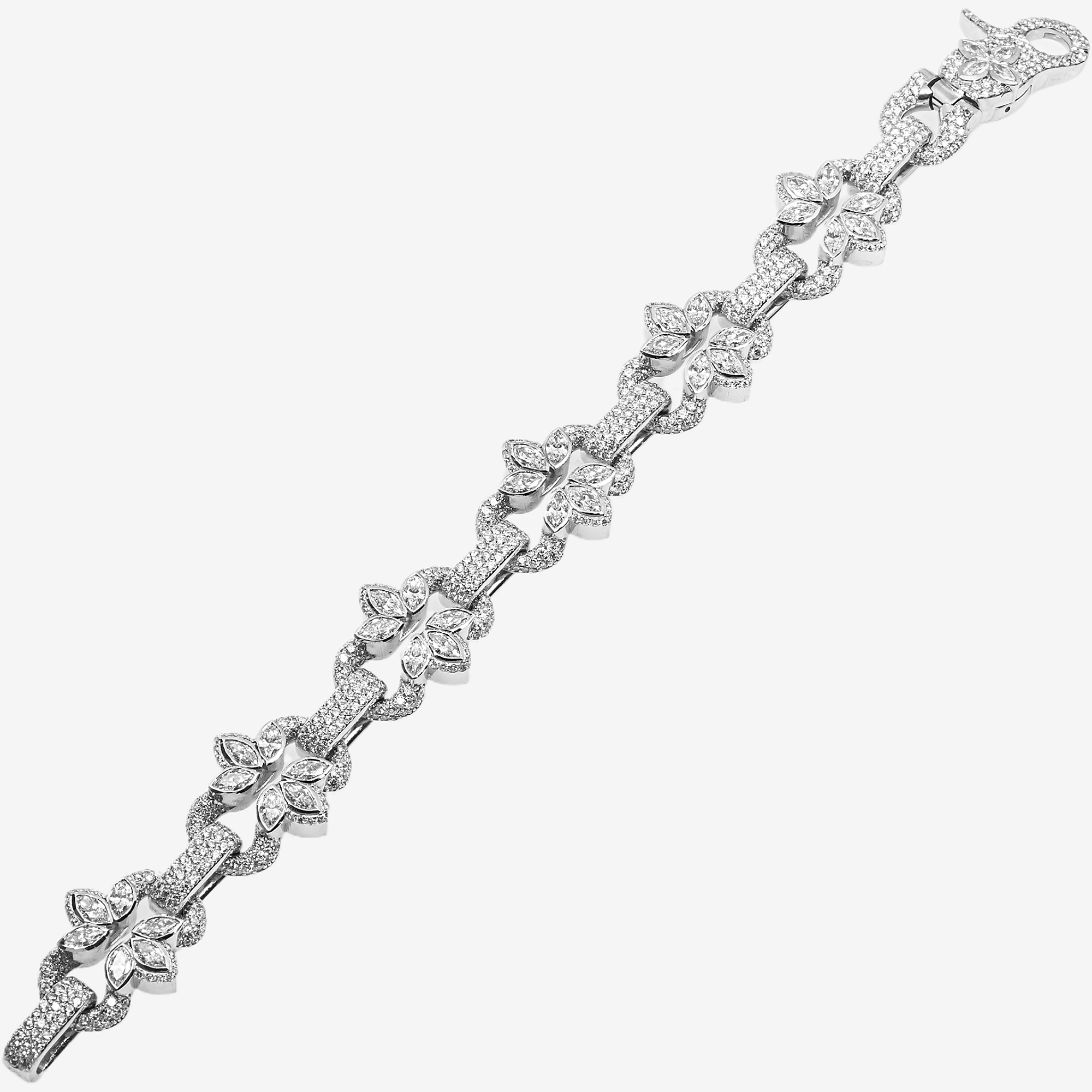MARQUIS LINK ROUND AND PEAR SHAPED DIAMOND  BRACELET
