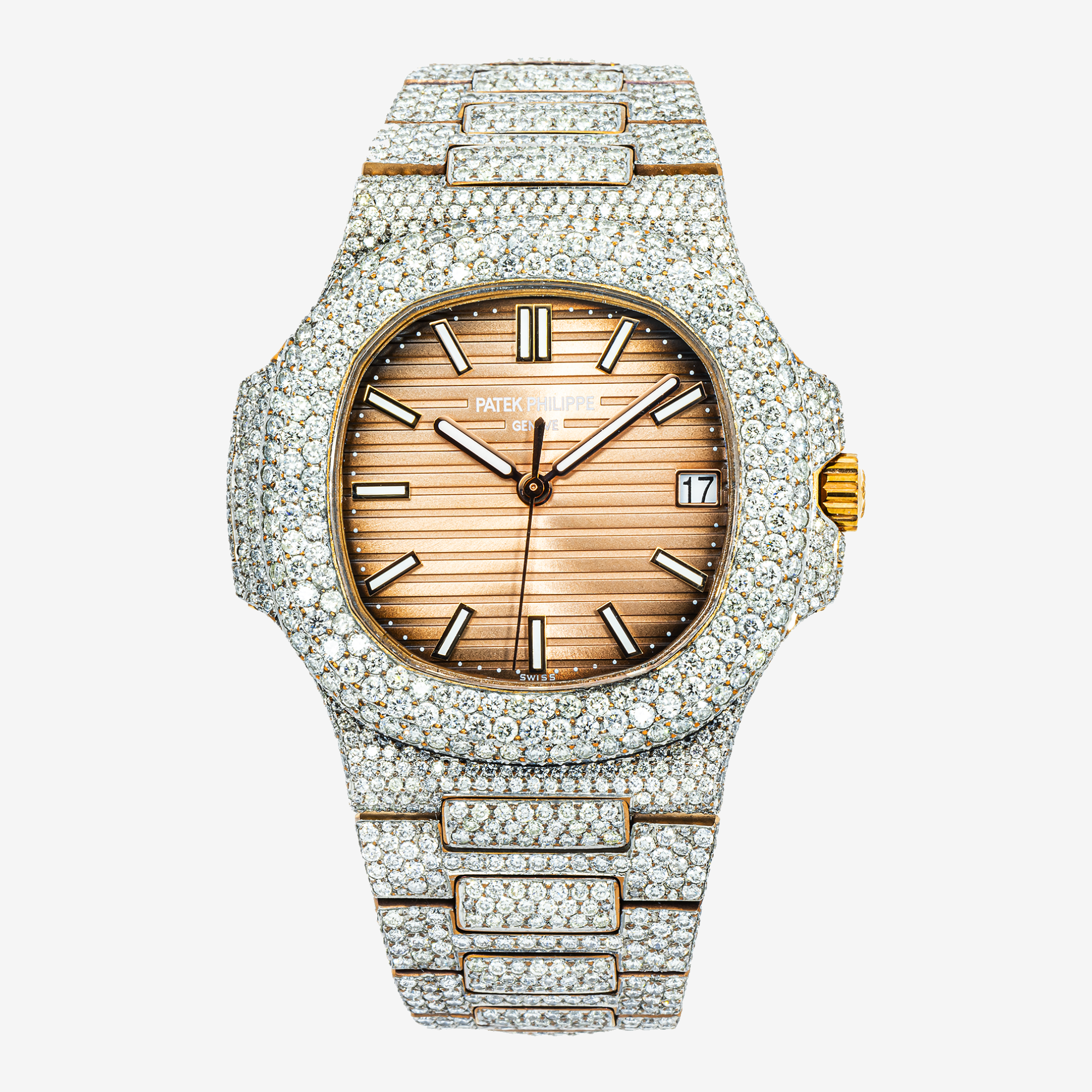 PATEK PHILIPPE NAUTILUS PEACH DIAL 5711 40MM WITH 22CT DIAMONDS