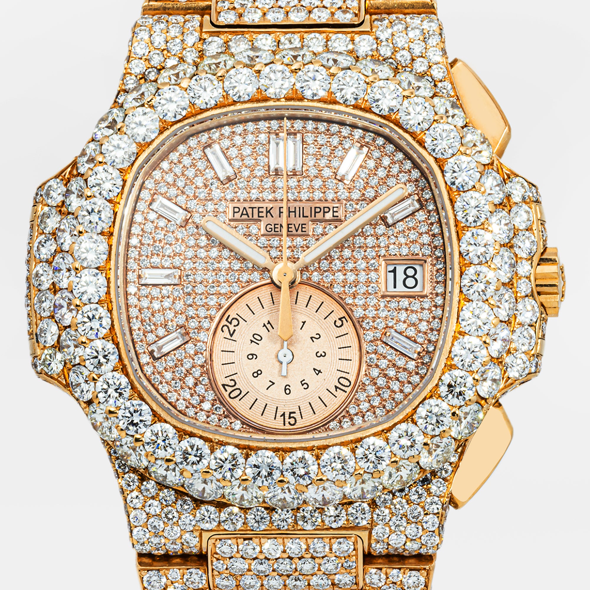 PATEK PHILIPPE NAUTILUS ROSE 5980 40MM ROSE DIAMOND DIAL WITH 24CT DIAMONDS