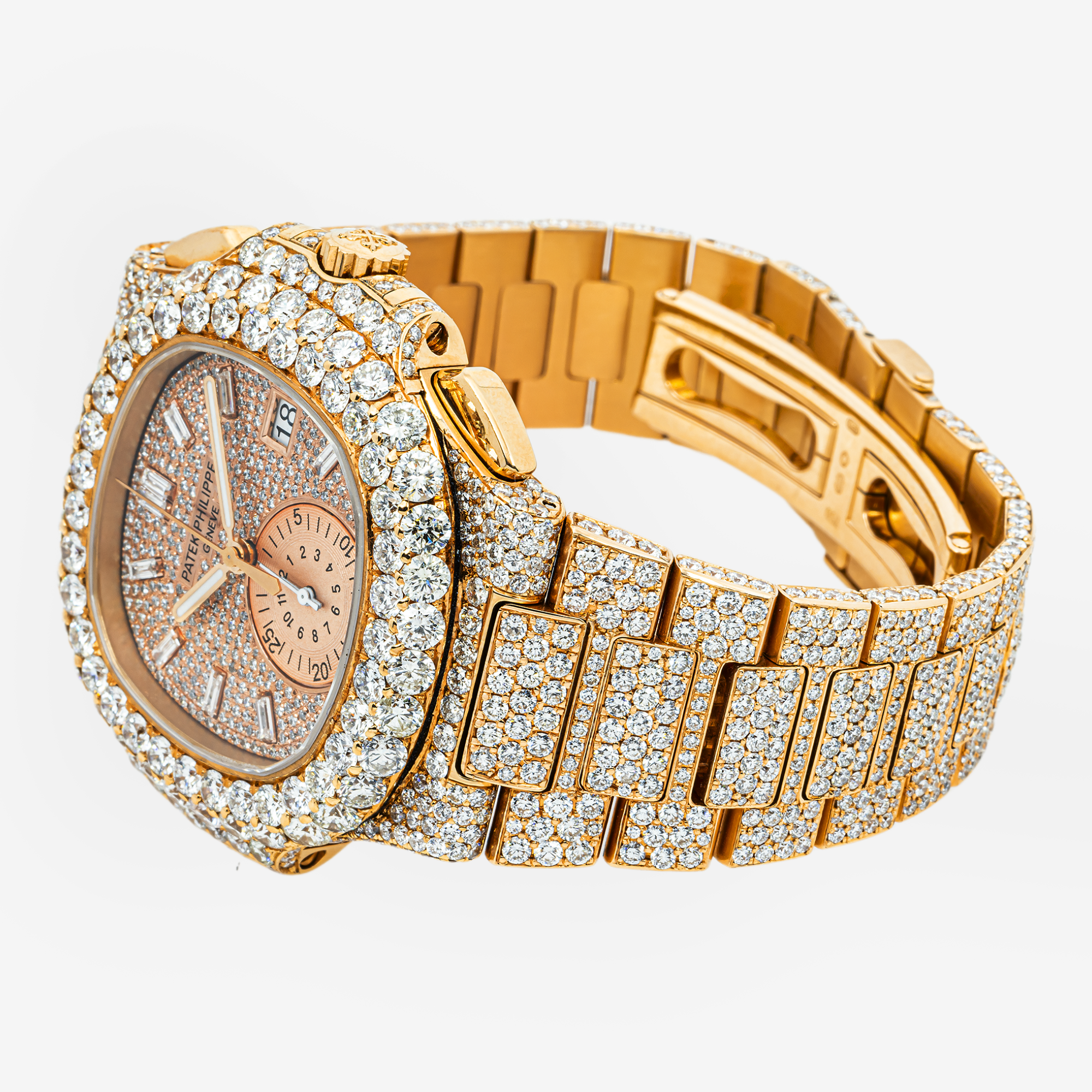 PATEK PHILIPPE NAUTILUS ROSE 5980 40MM ROSE DIAMOND DIAL WITH 24CT DIAMONDS