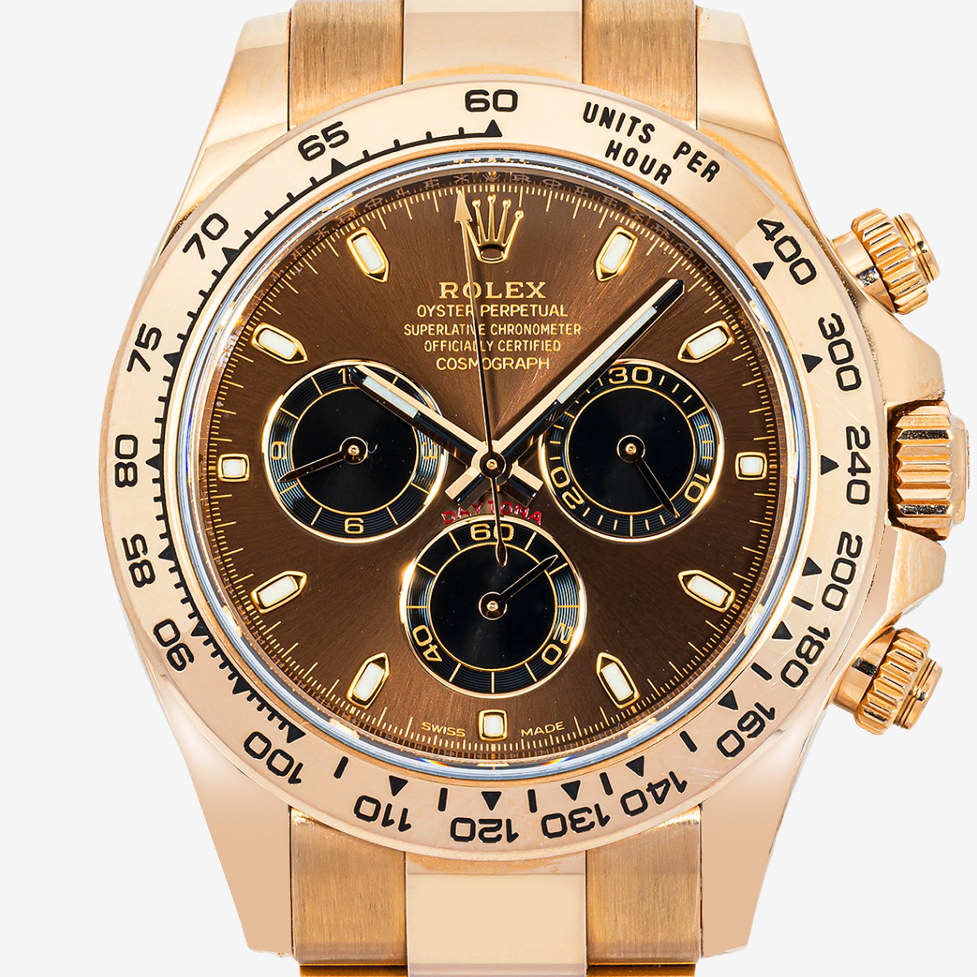 ROLEX DAYTONA 40MM 116505 CHOCOLATE INDEX DIAL ROSE GOLD OYSTER BRACELET