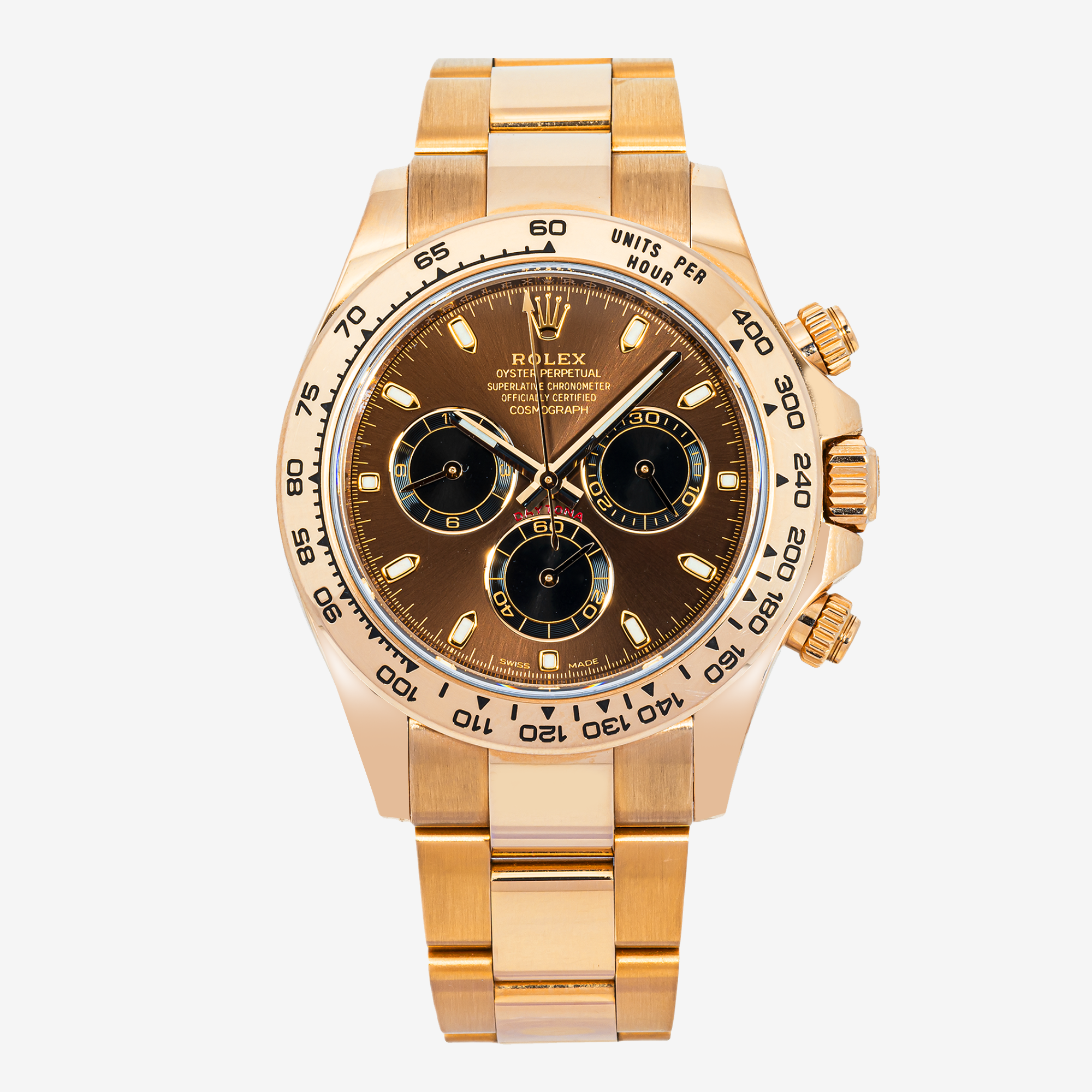 ROLEX DAYTONA 40MM 116505 CHOCOLATE INDEX DIAL ROSE GOLD OYSTER BRACELET