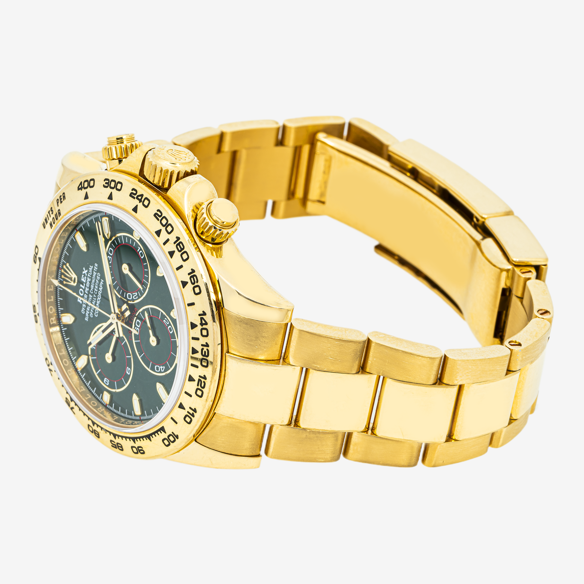 ROLEX DAYTONA 40MM 116508 JOHN MAYER / GREEN DAYTONA GREEN DIAL YELLOW GOLD OYSTER BRACELET
