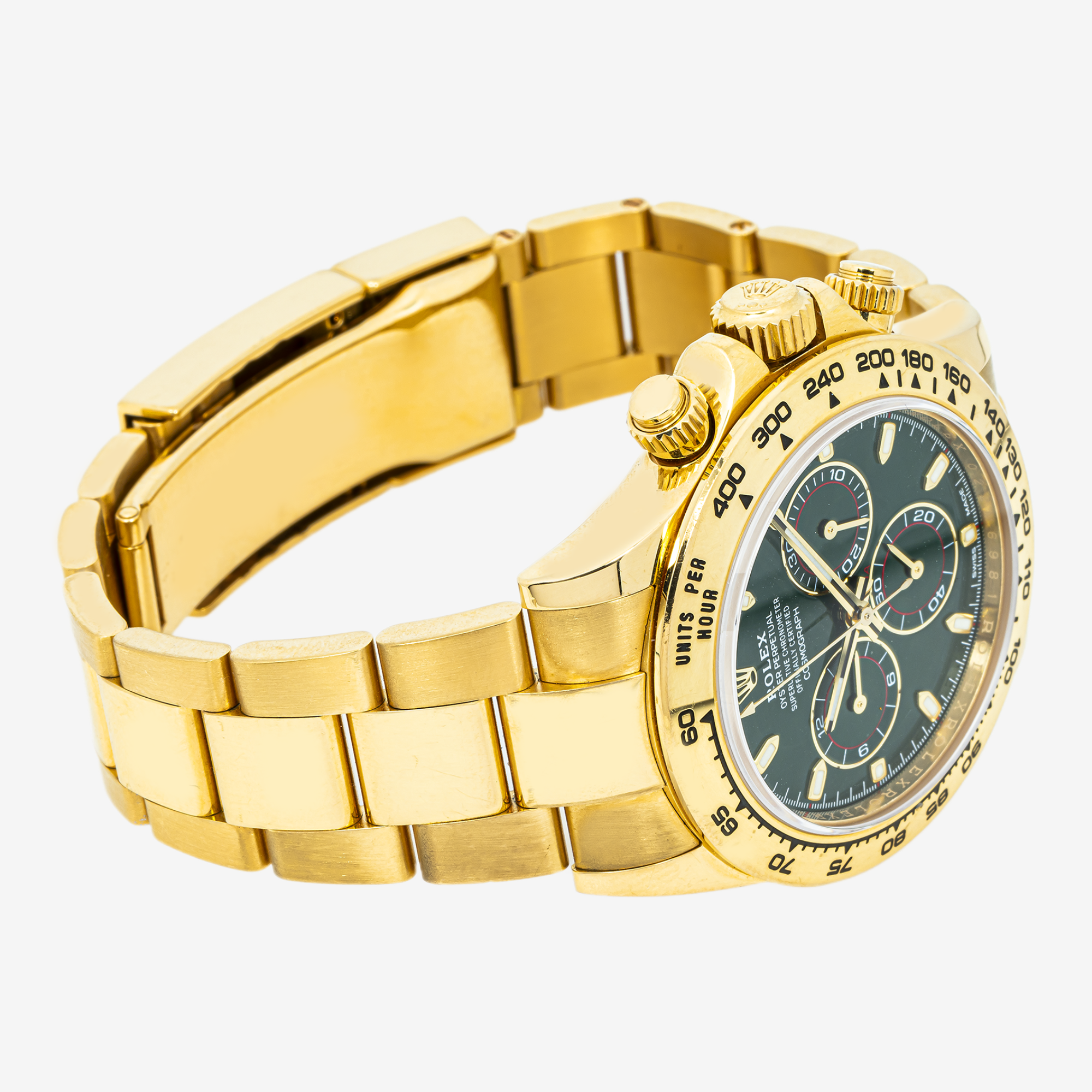 ROLEX DAYTONA 40MM 116508 JOHN MAYER / GREEN DAYTONA GREEN DIAL YELLOW GOLD OYSTER BRACELET