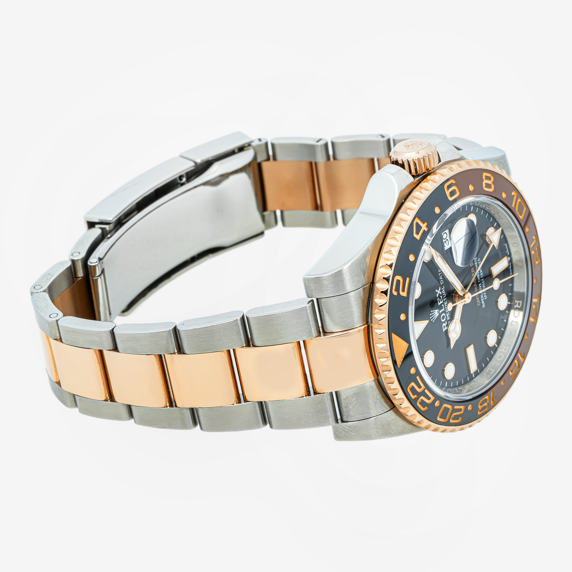 ROLEX GMT-MASTER II 40MM 126711CHNR ROOT BEER BLACK DIAL BLACK & BROWN CERAMIC BEZEL TWO TONE ROSE GOLD OYSTER BRACELET