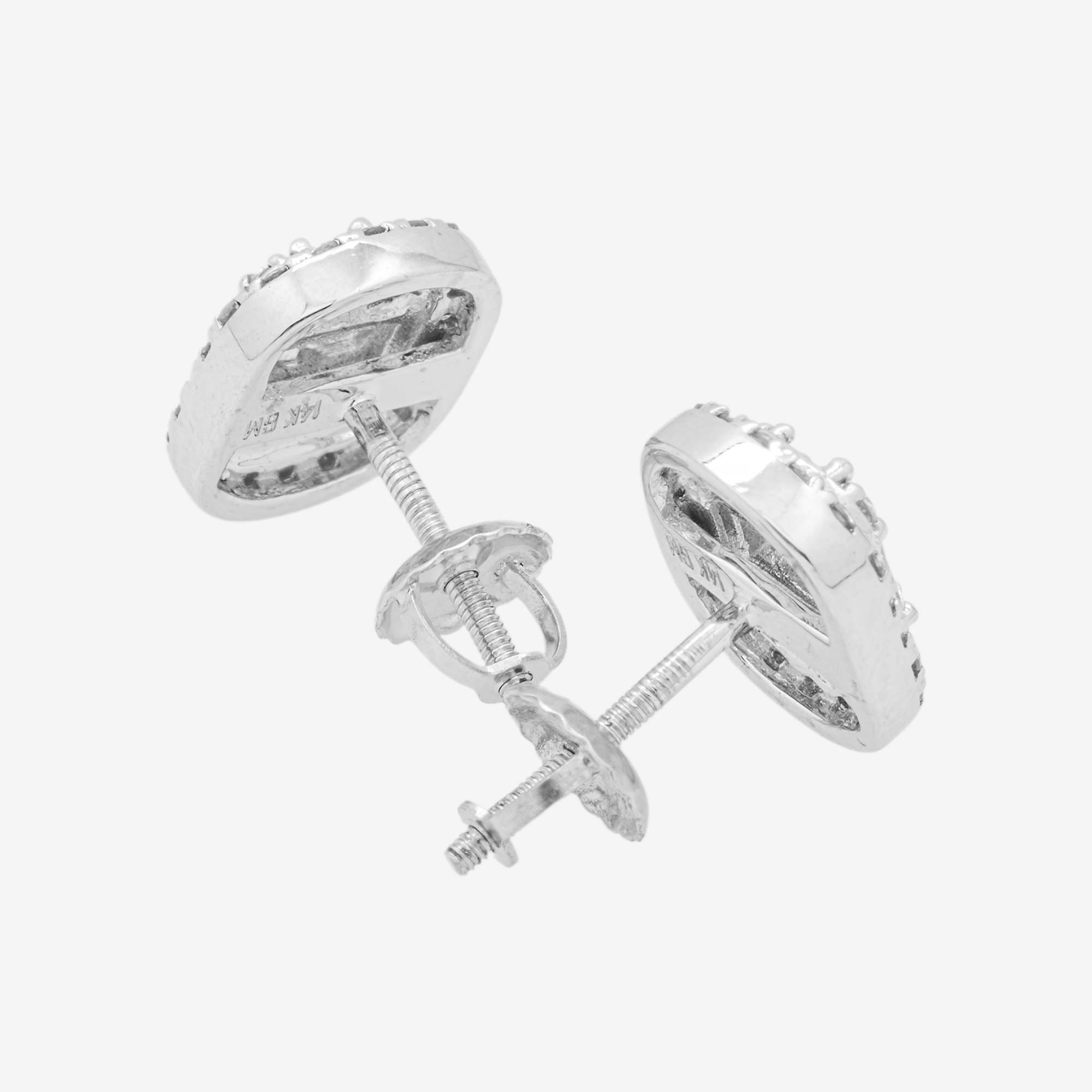 WHITE .7CT DIAMOND ROUND BAGUETTE EARRINGS