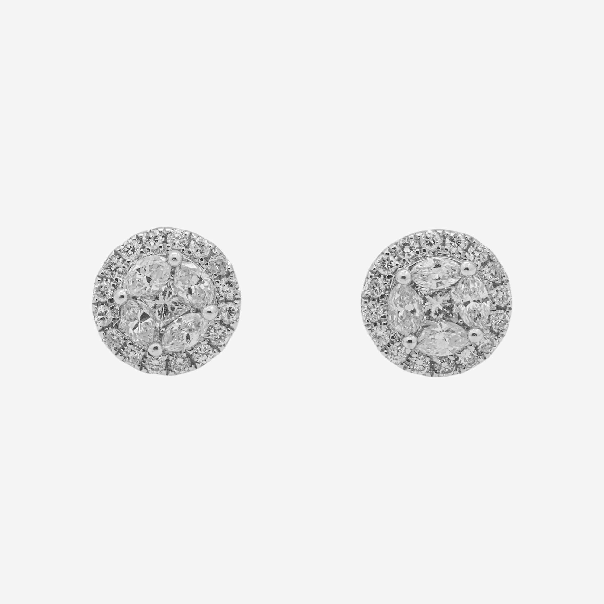 WHITE .78CT DIAMOND ROUND CLUSTER EARRINGS