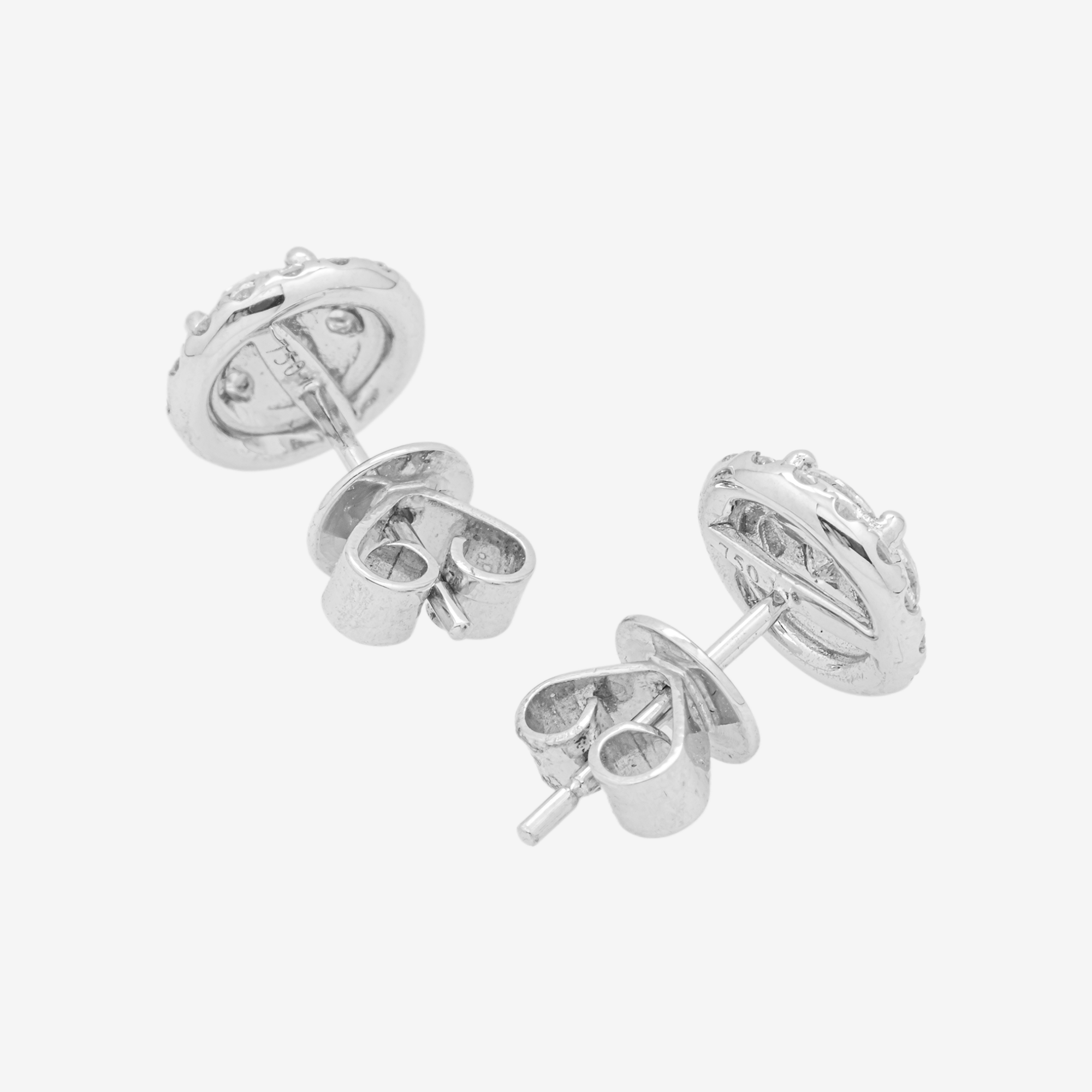 WHITE .78CT DIAMOND ROUND CLUSTER EARRINGS