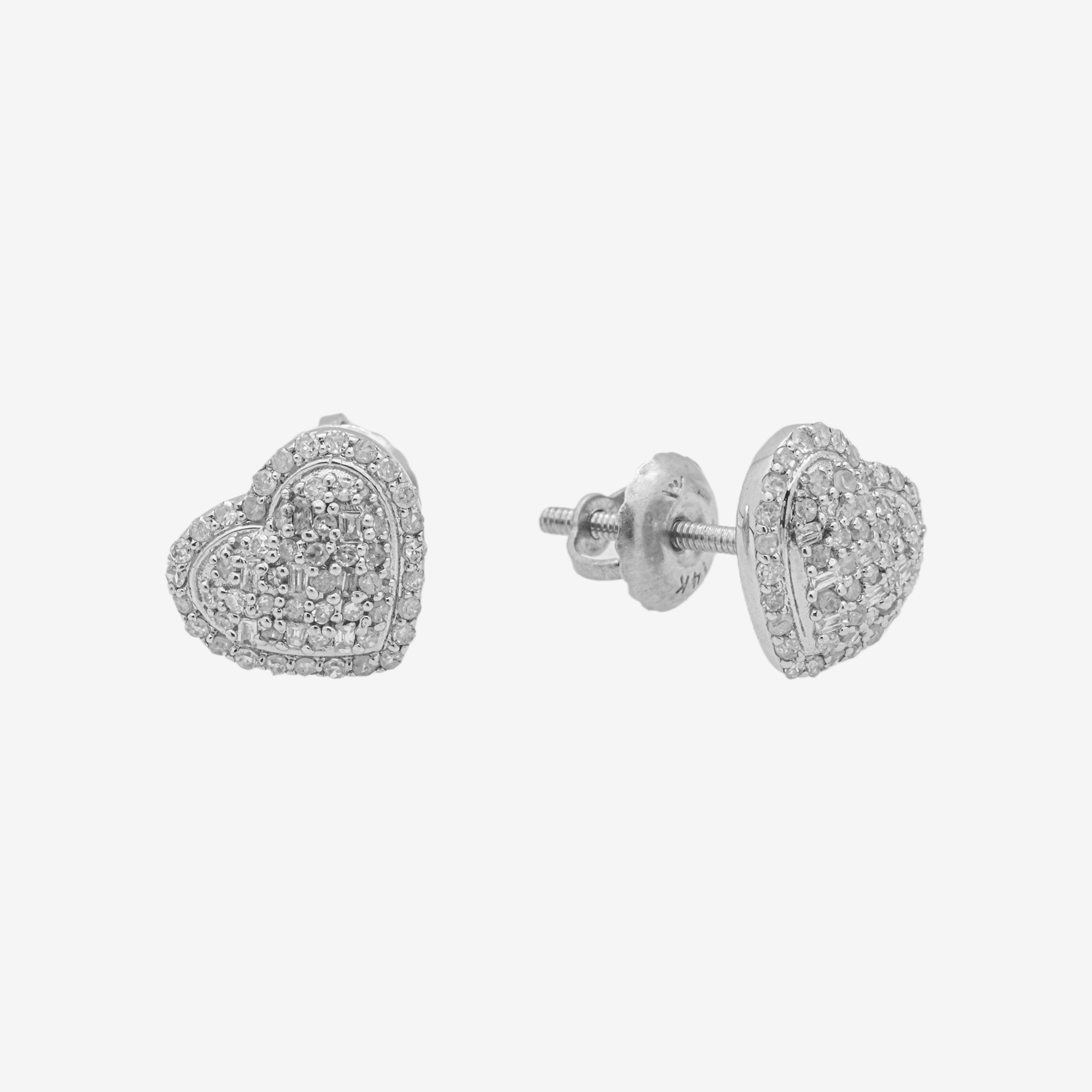 WHITE .4CT DIAMOND HEART EARRINGS