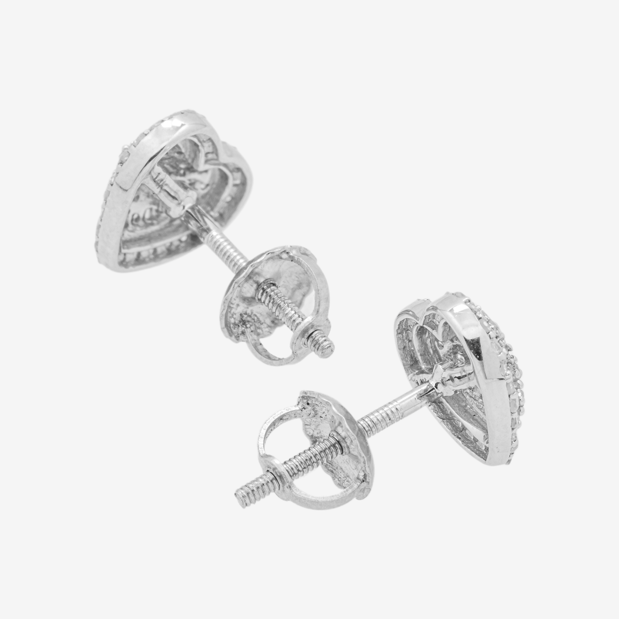 WHITE .4CT DIAMOND HEART EARRINGS