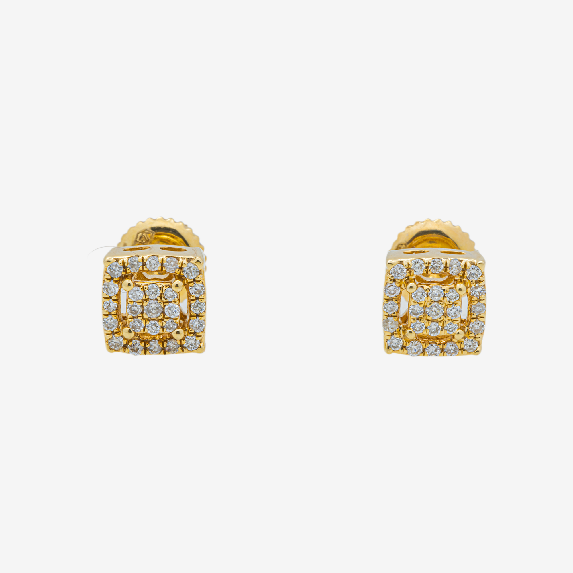 YELLOW .12CT DIAMOND SQUARE EARRINGS