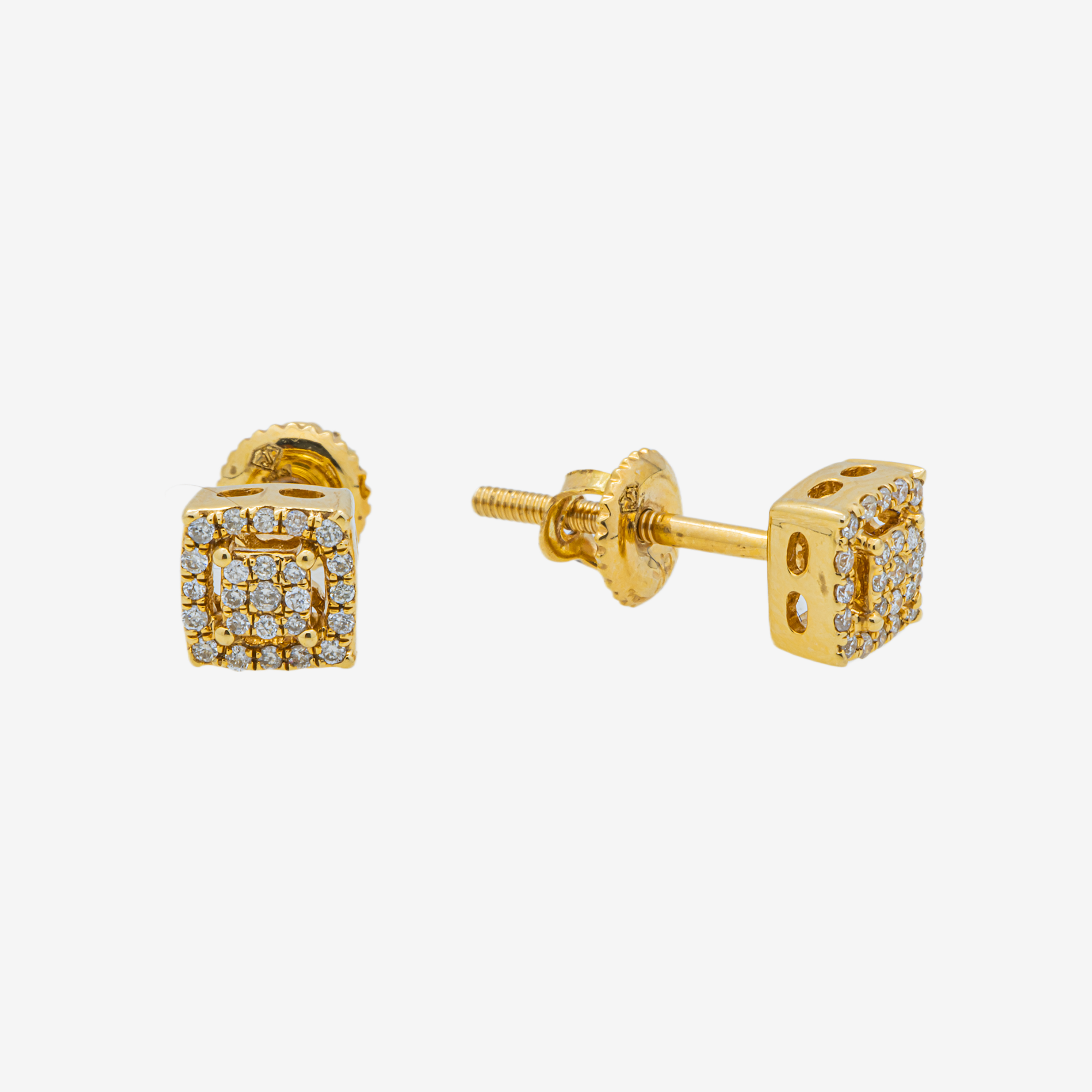 YELLOW .12CT DIAMOND SQUARE EARRINGS