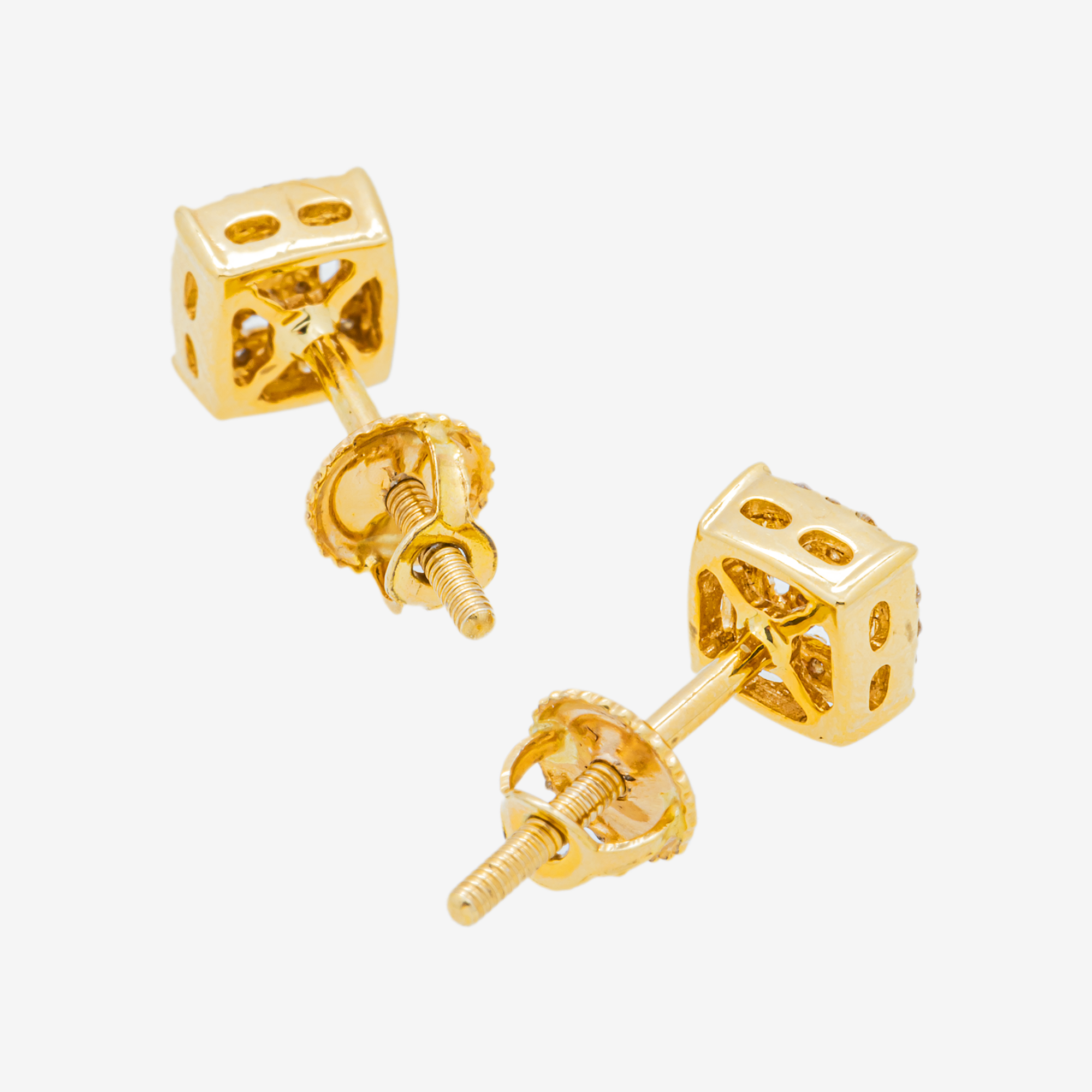 YELLOW .12CT DIAMOND SQUARE EARRINGS