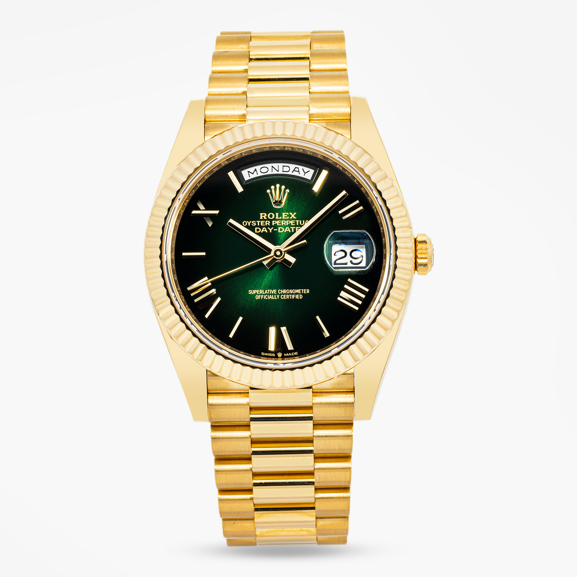 ROLEX DAY-DATE 36MM 118238 GREEN ROMAN DIAL