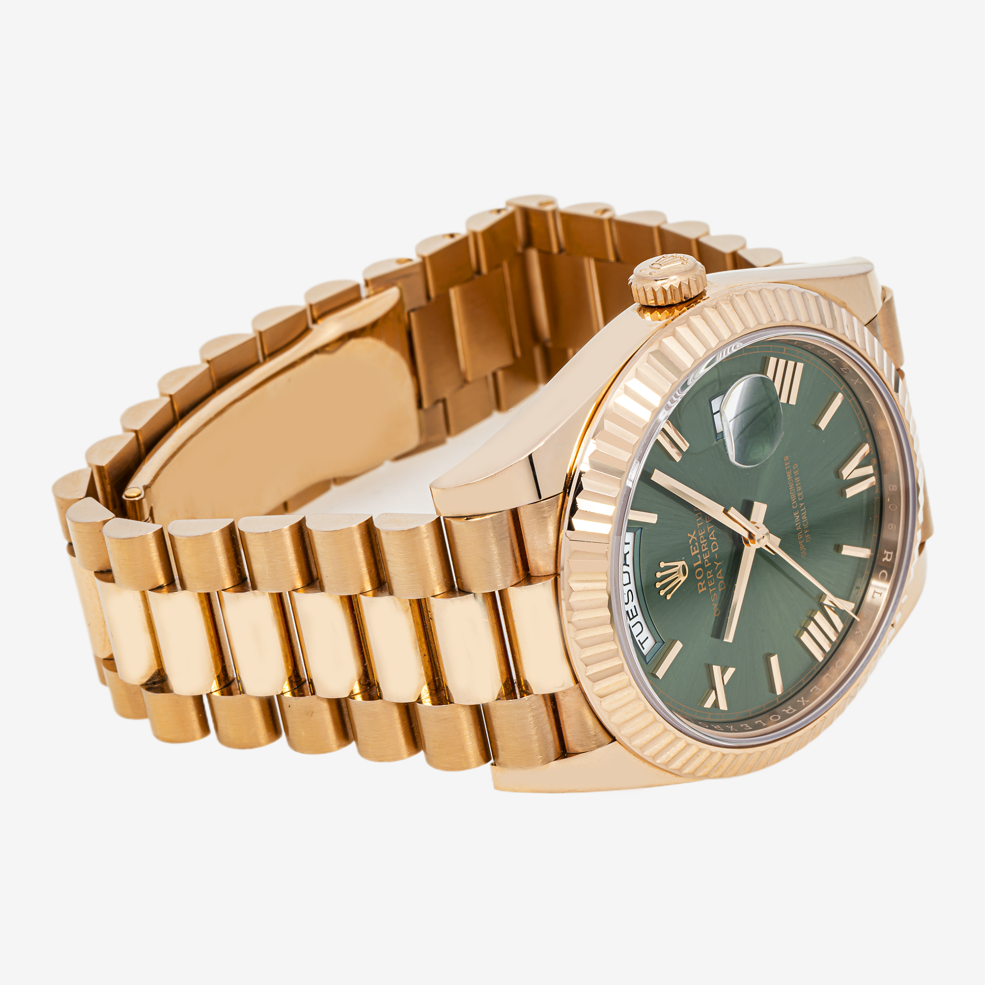 ROLEX DAY-DATE 40MM 228235 ROSE GOLD OLIVE GREEN DIAL