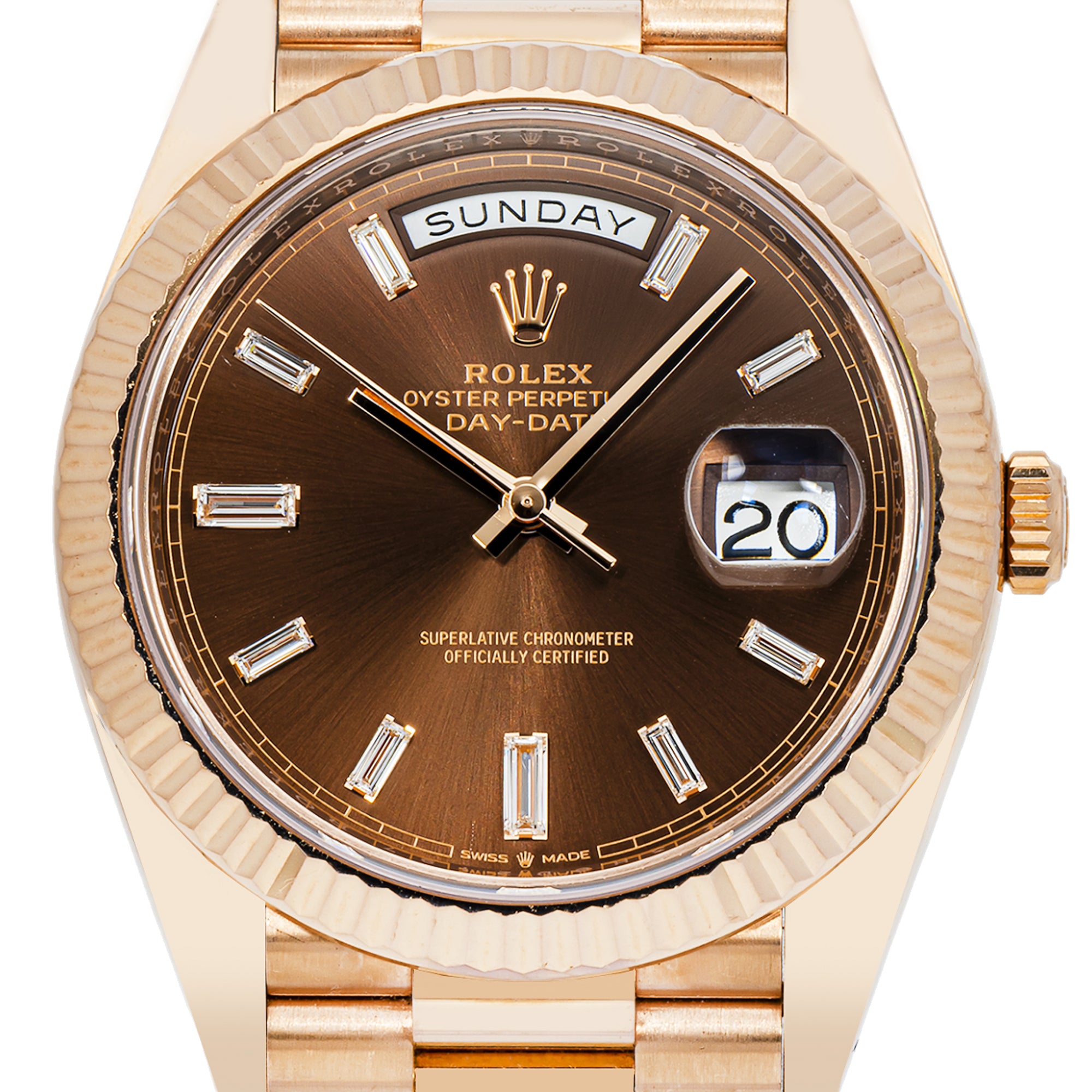 ROLEX DAY-DATE 40MM 228235 ROSE GOLD CHOCOLATE DIAL