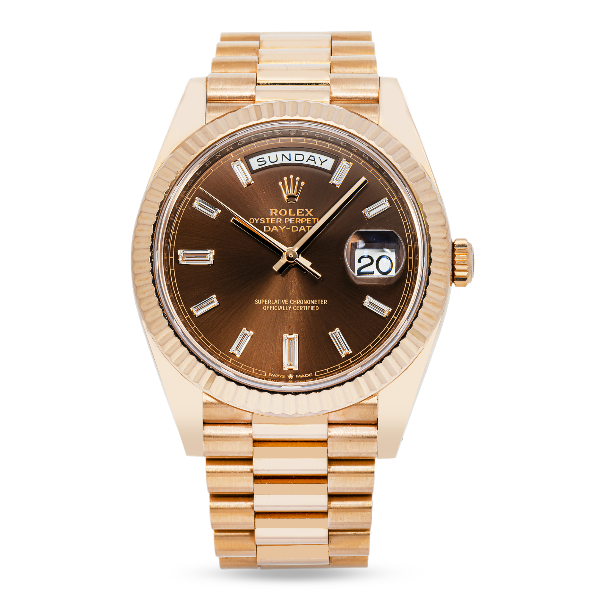 ROLEX DAY-DATE 40MM 228235 ROSE GOLD CHOCOLATE DIAL
