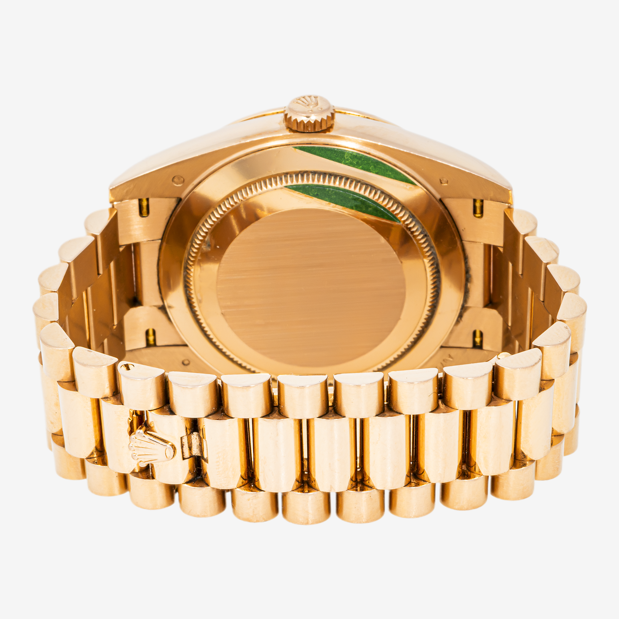 ROLEX DAY-DATE 40MM 228235 ROSE DIAMOND BEZEL GOLD OLIVE GREEN DIAL