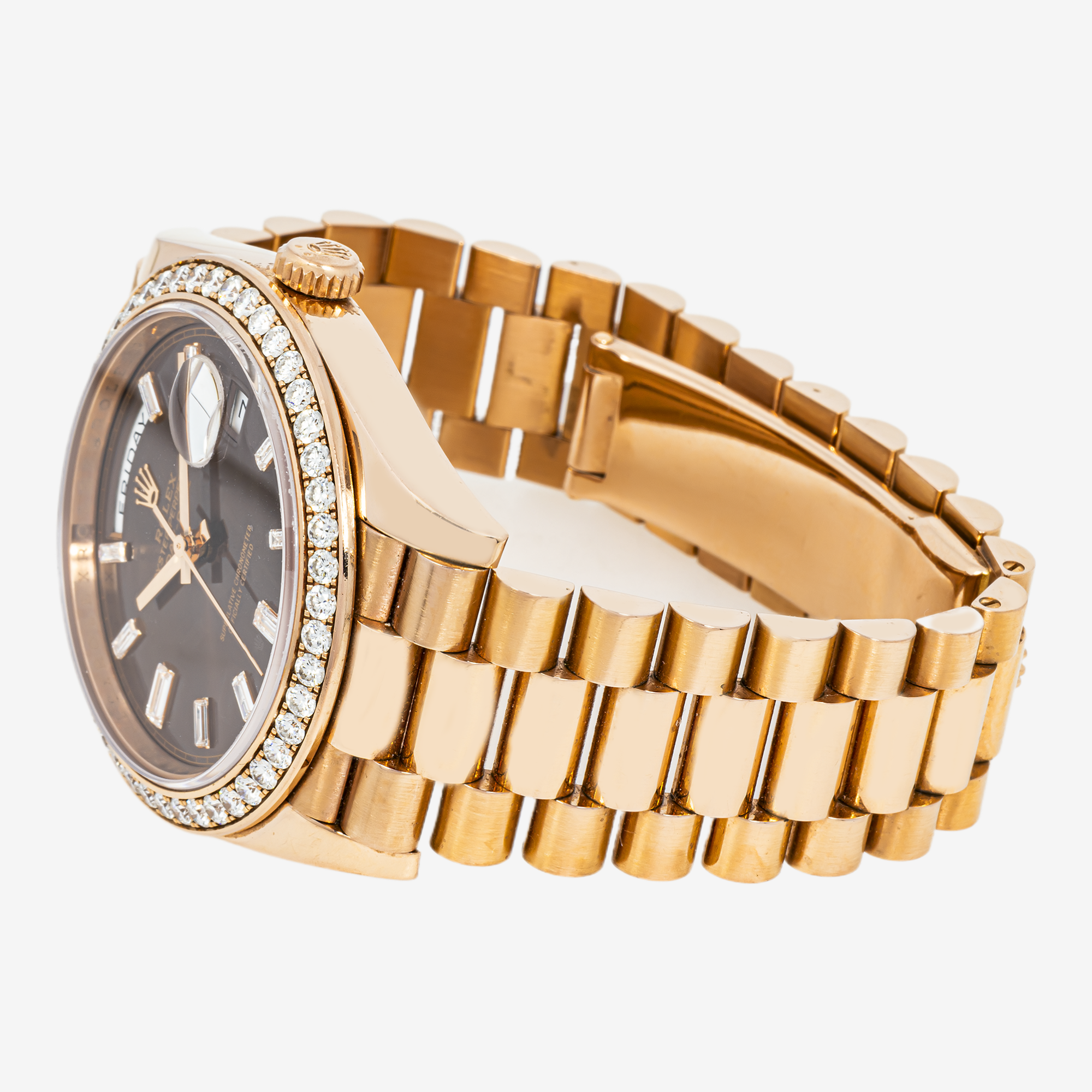 ROLEX DAY-DATE 40MM 228235 ROSE GOLD CHOCOLATE DIAMOND DIAL