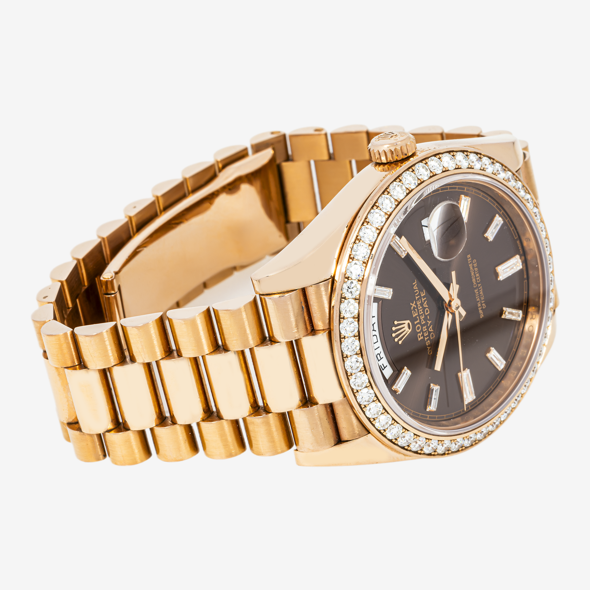 ROLEX DAY-DATE 40MM 228235 ROSE GOLD CHOCOLATE DIAMOND DIAL