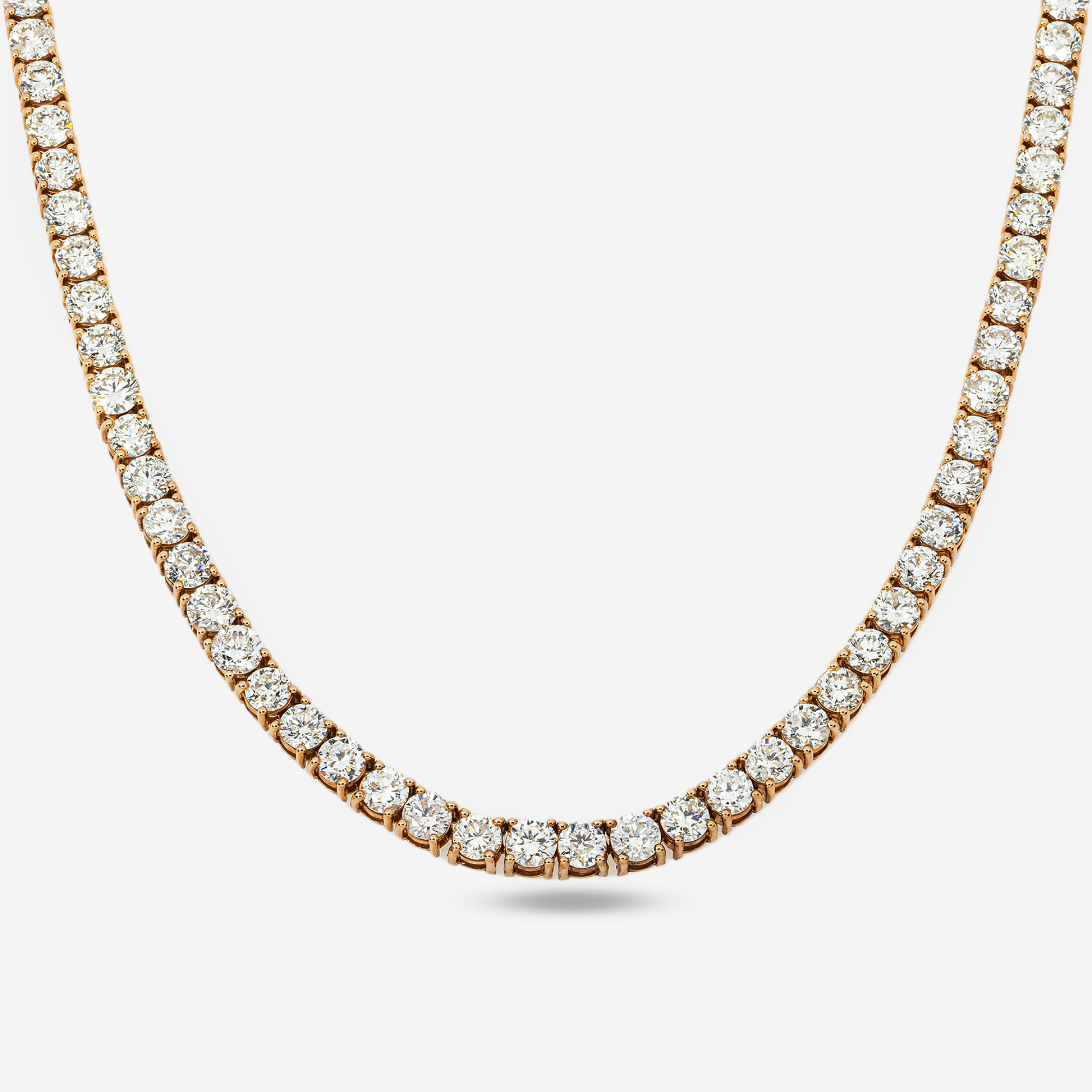 14K ROSE GOLD TENNIS CHAIN WITH 88.4CT DIAMONDS