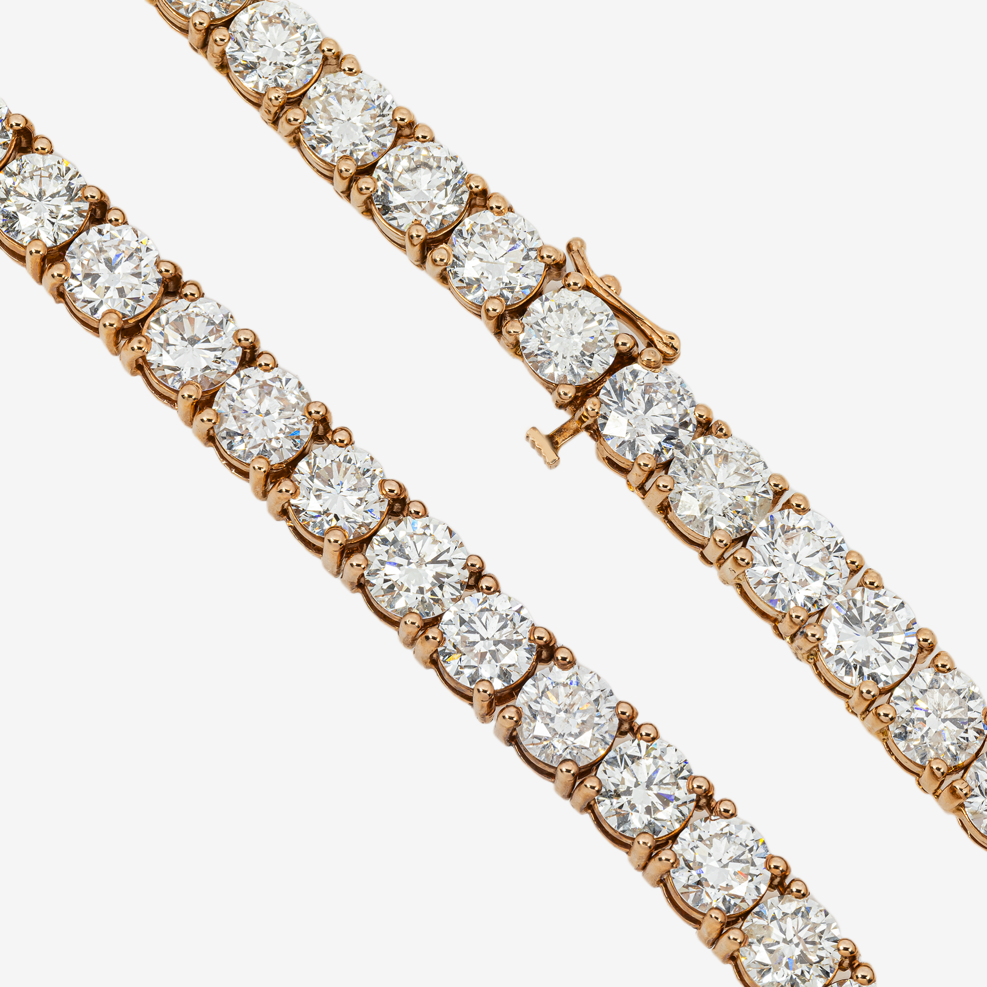 14K ROSE GOLD TENNIS CHAIN WITH 88.4CT DIAMONDS