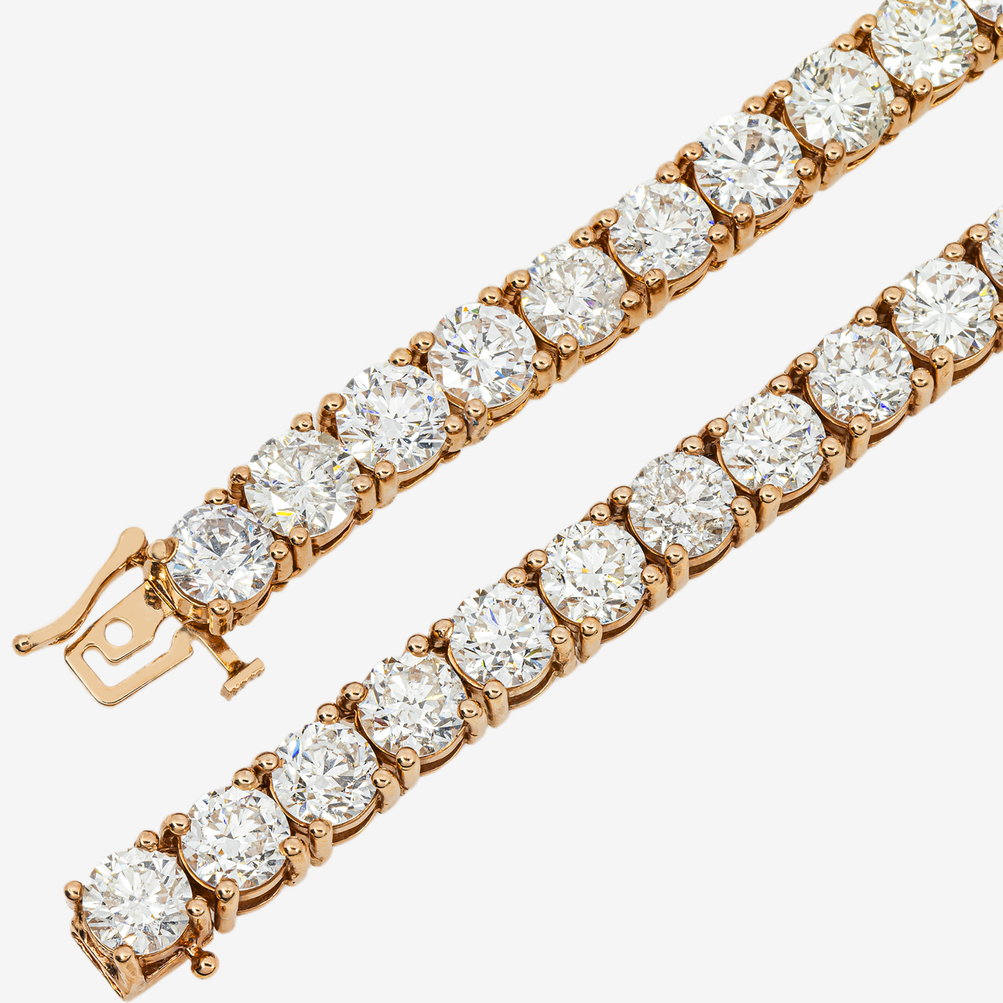 14K ROSE GOLD TENNIS CHAIN WITH 88.4CT DIAMONDS