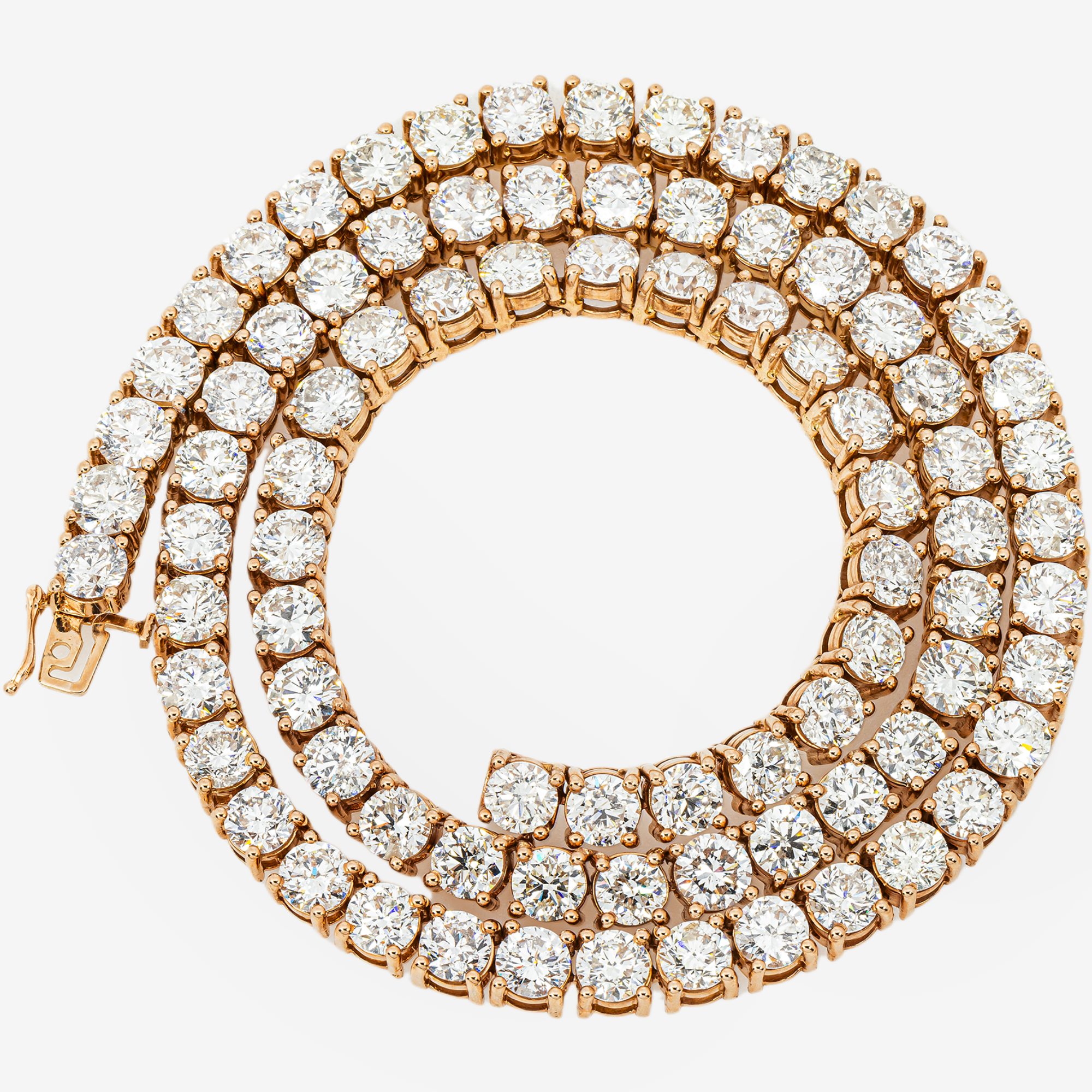 14K ROSE GOLD TENNIS CHAIN WITH 88.4CT DIAMONDS