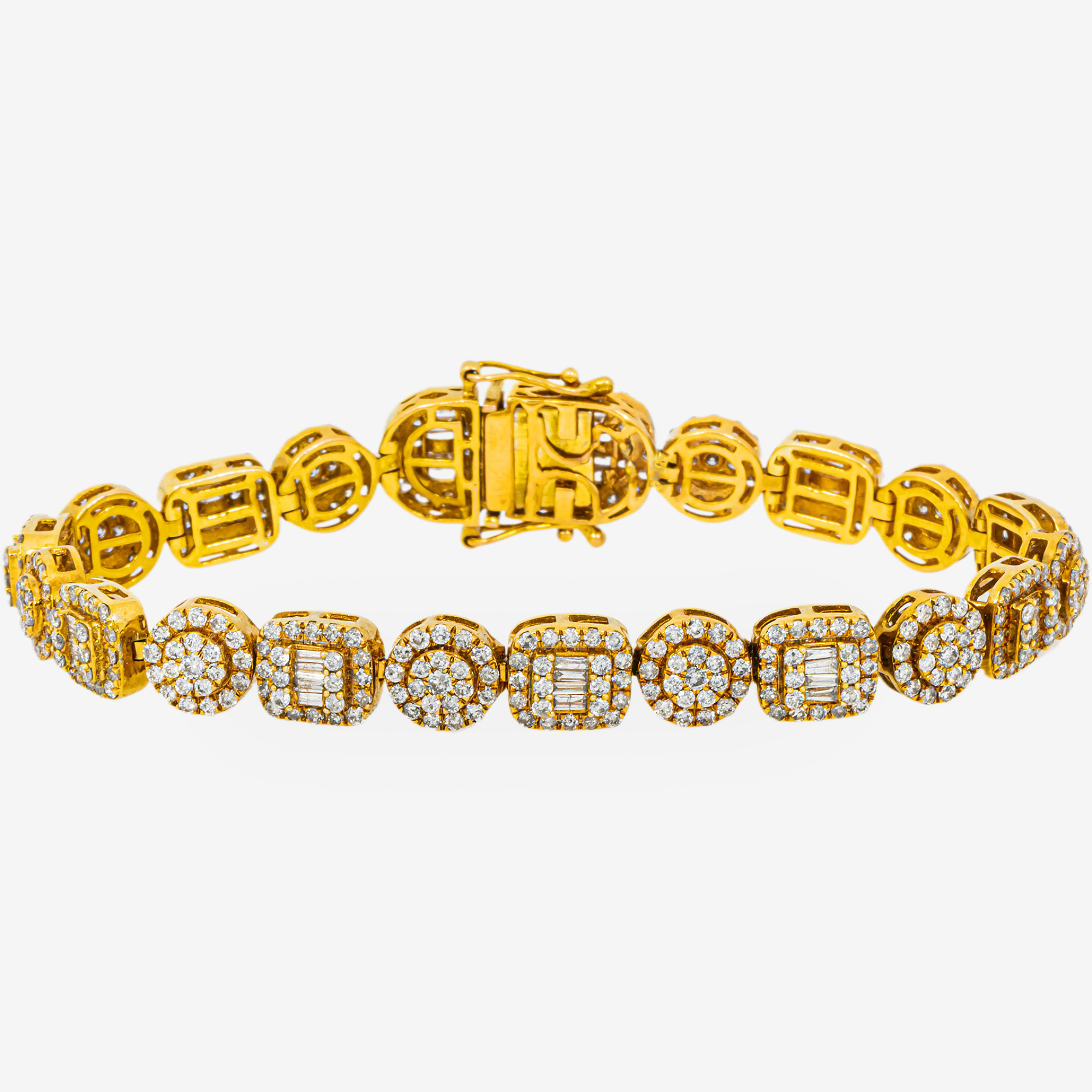 14K 8.25" / 8MM ROSE BAGGUETTE LINK BRACELET WITH 8CT DIAMONDS