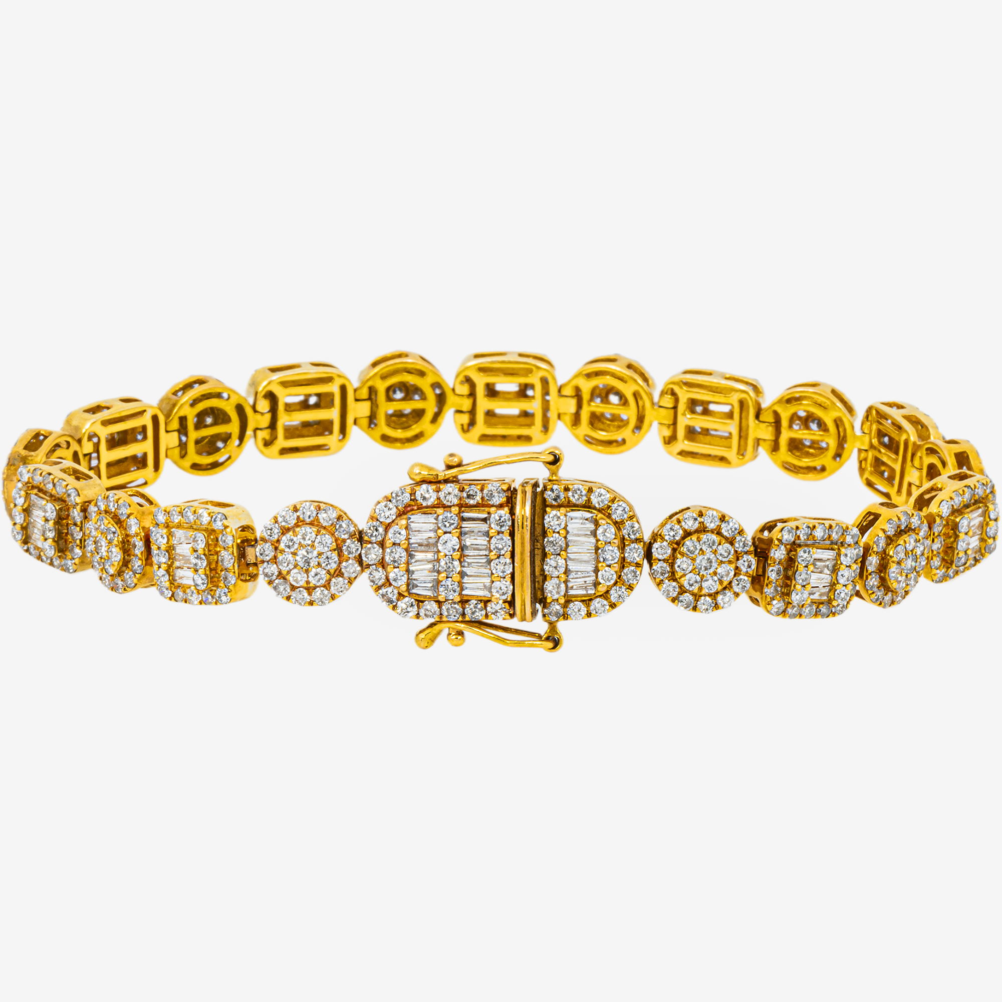 14K 8.25" / 8MM ROSE BAGGUETTE LINK BRACELET WITH 8CT DIAMONDS