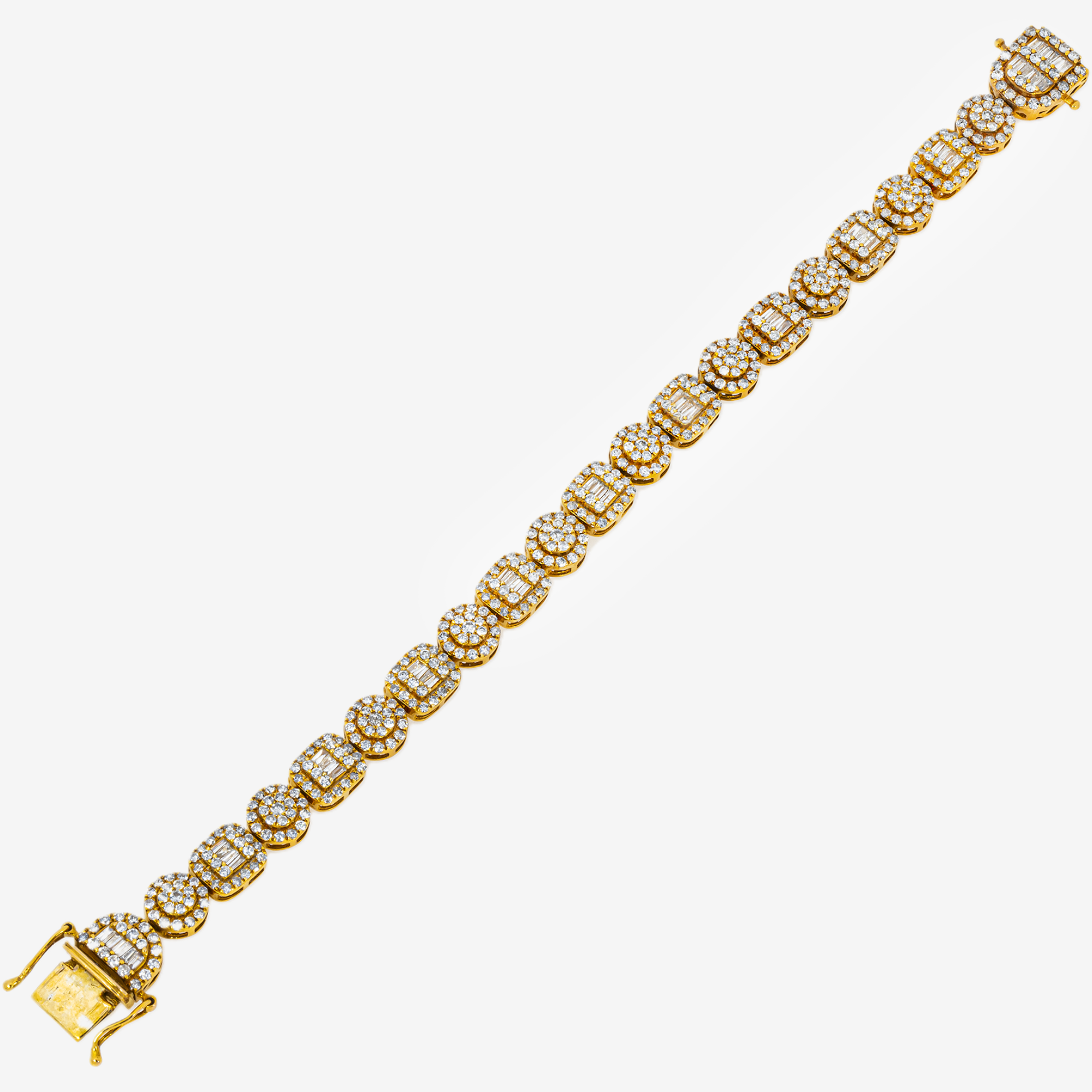 14K 8.25" / 8MM ROSE BAGGUETTE LINK BRACELET WITH 8CT DIAMONDS