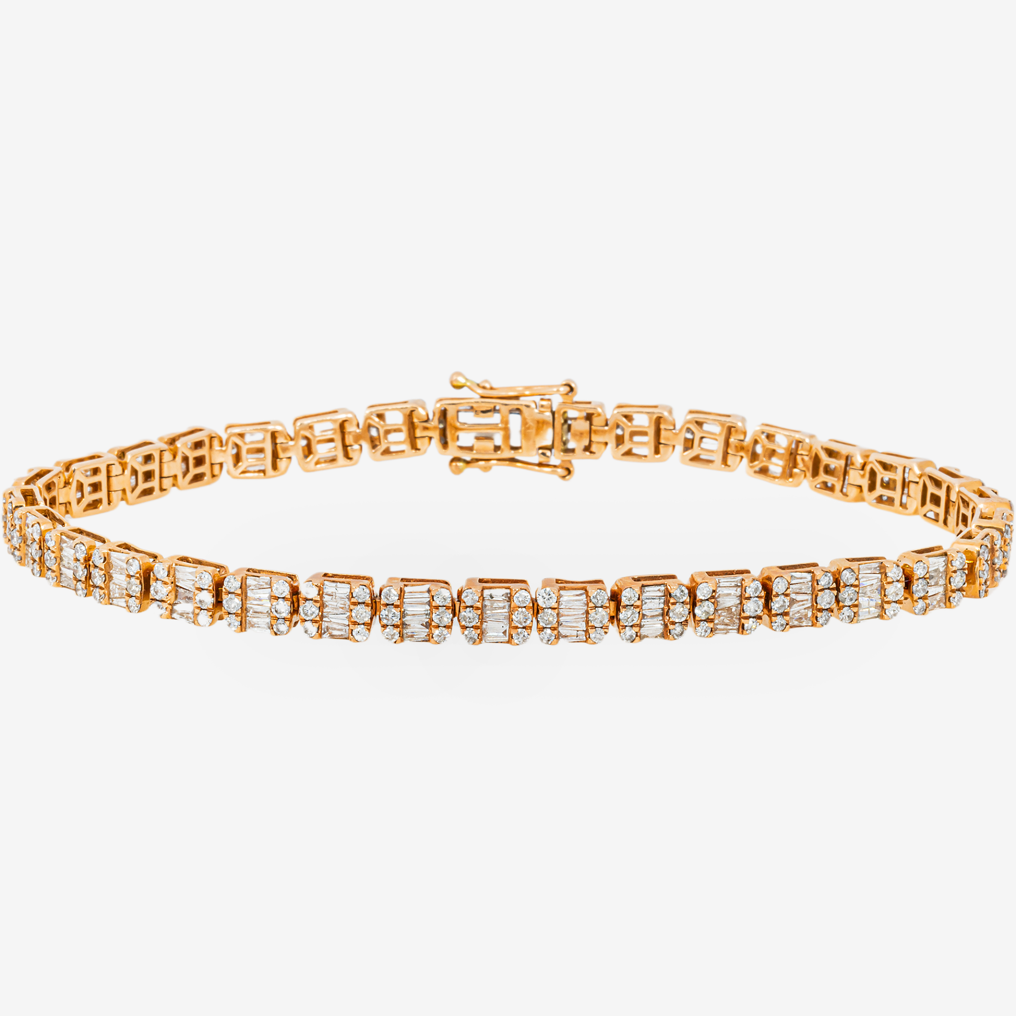 14K 8.25" / 5MM BAGGUETTE LINK BRACELET WITH 7CT DIAMONDS