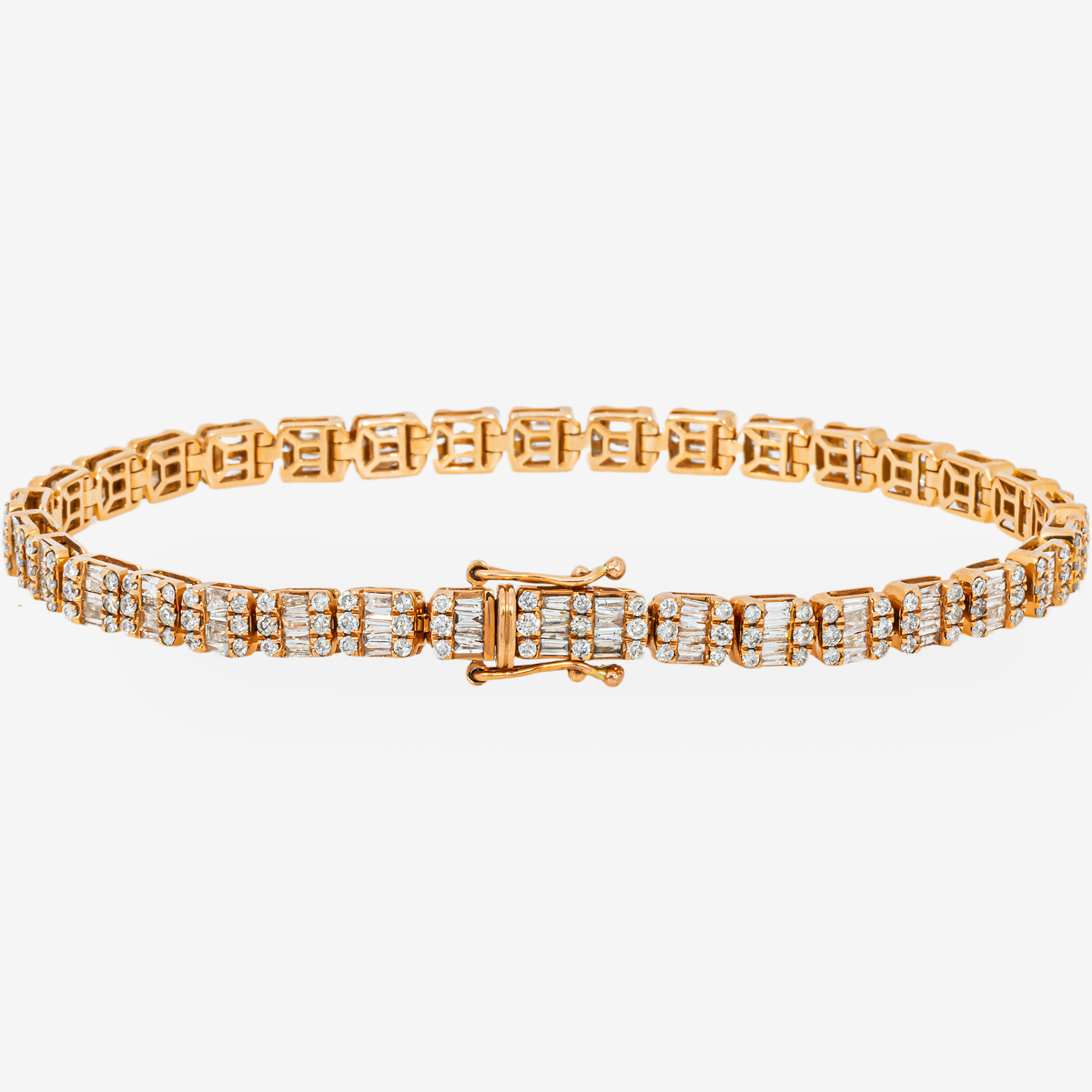 14K 8.25" / 5MM BAGGUETTE LINK BRACELET WITH 7CT DIAMONDS