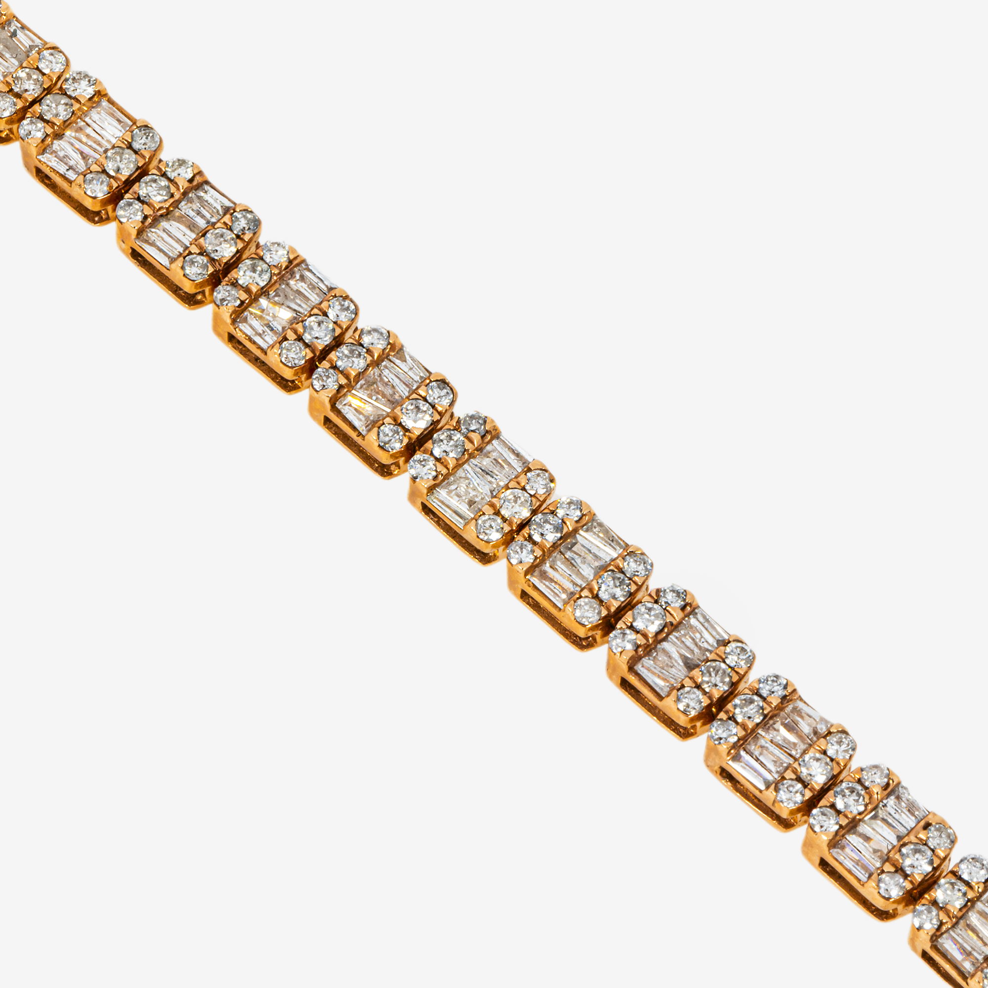 14K 8.25" / 5MM BAGGUETTE LINK BRACELET WITH 7CT DIAMONDS