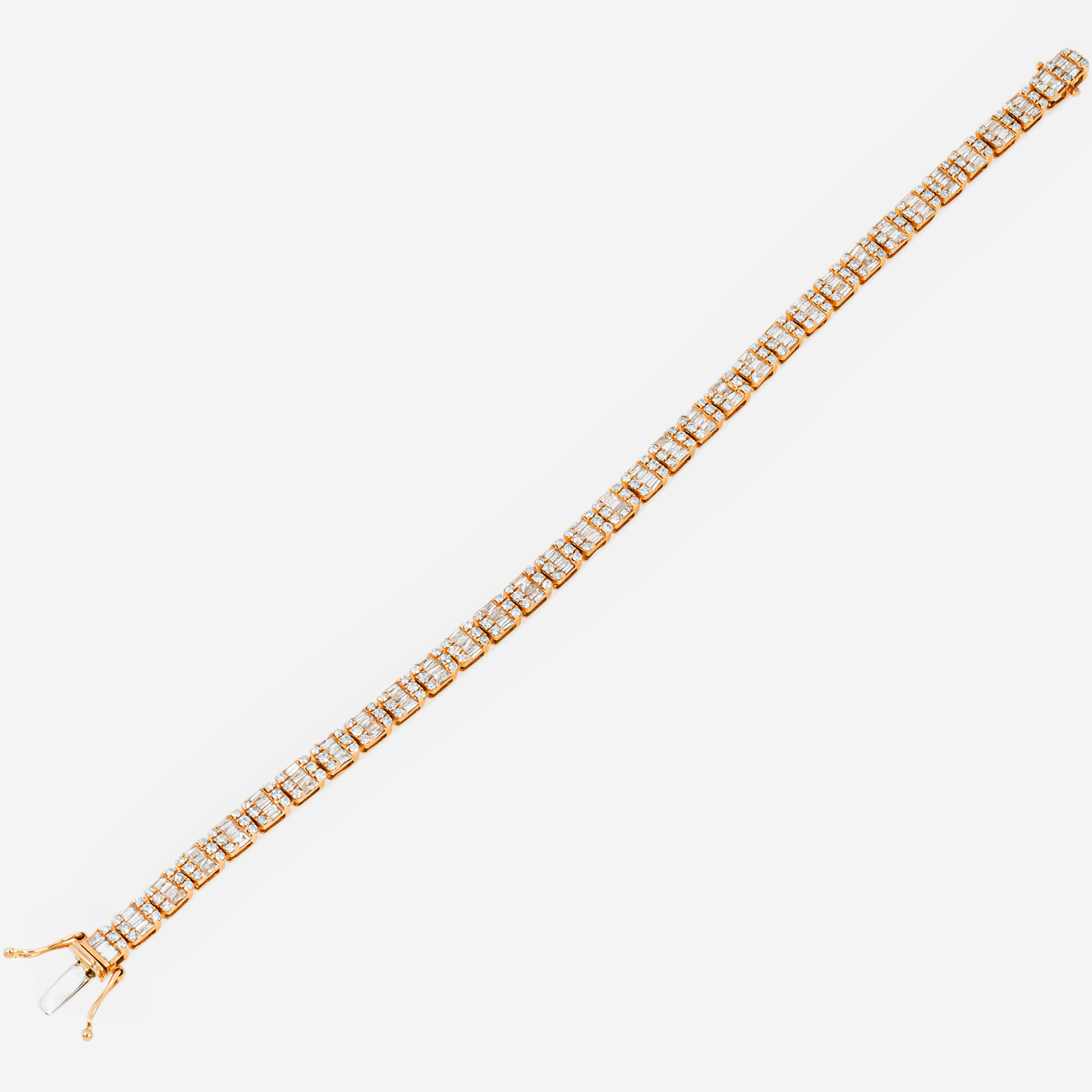 14K 8.25" / 5MM BAGGUETTE LINK BRACELET WITH 7CT DIAMONDS