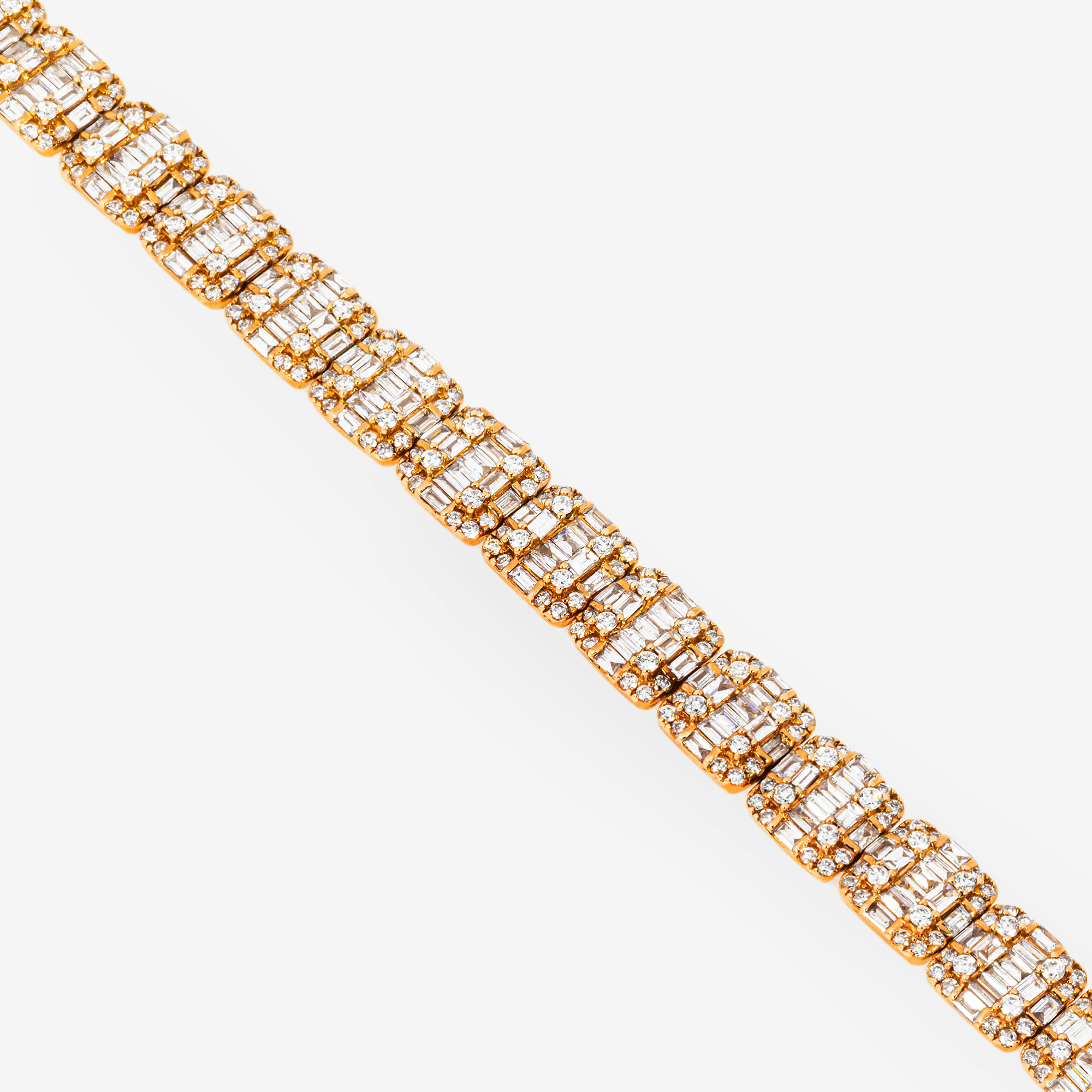 14K 8.25" / 8MM ROSE BAGGUETTE LINK BRACELET WITH 8CT DIAMONDS