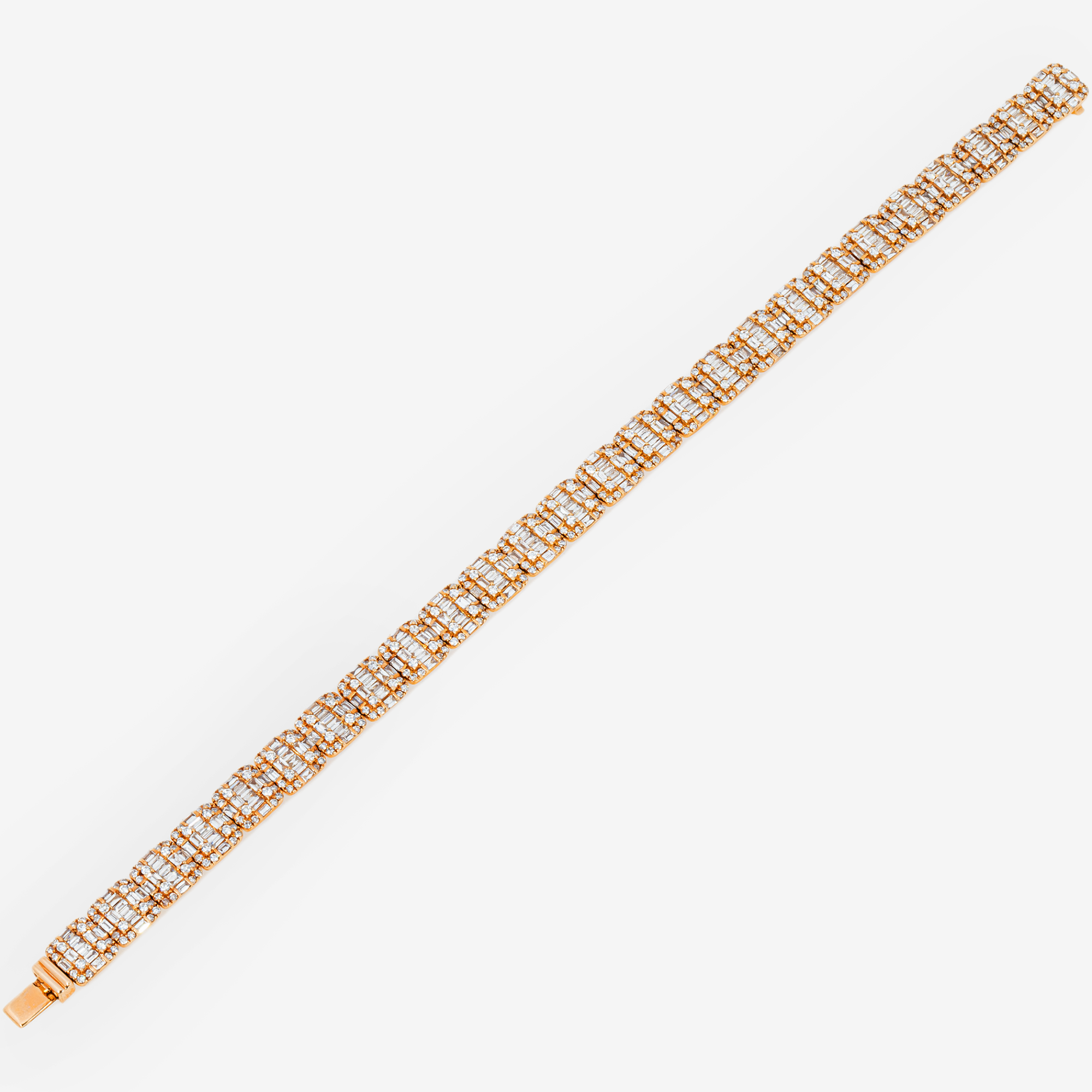 14K 8.25" / 8MM ROSE BAGGUETTE LINK BRACELET WITH 8CT DIAMONDS
