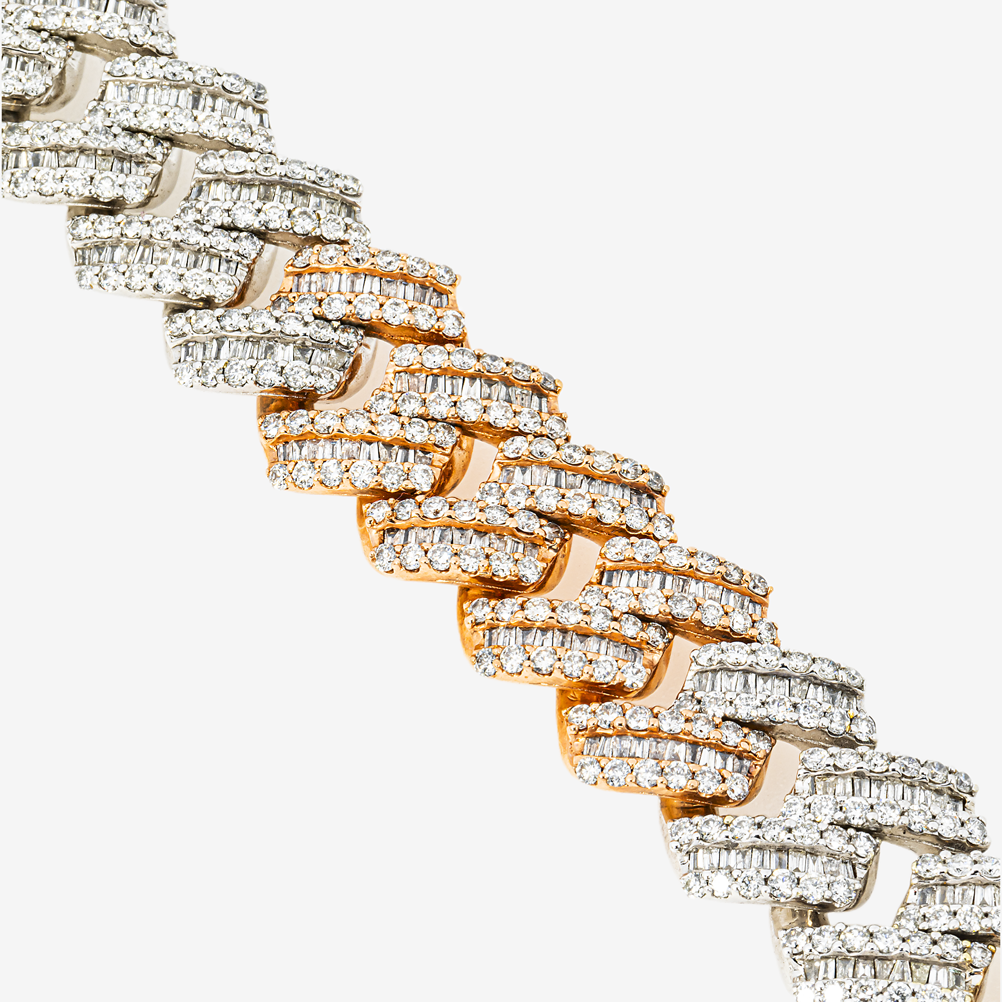 10K TWO TONE 8" / 18.2MM CUBAN BRACELET WITH 17CT DIAMONDS