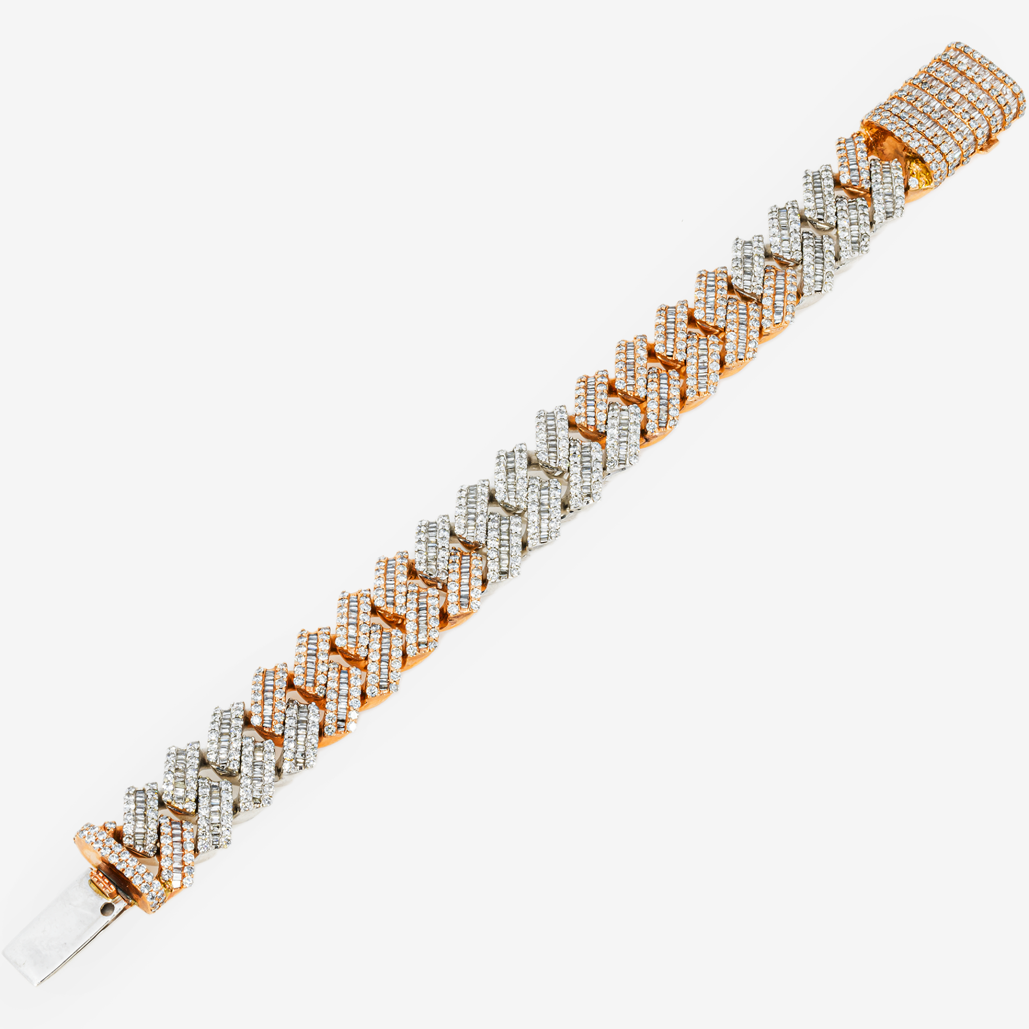 10K TWO TONE 8" / 18.2MM CUBAN BRACELET WITH 17CT DIAMONDS
