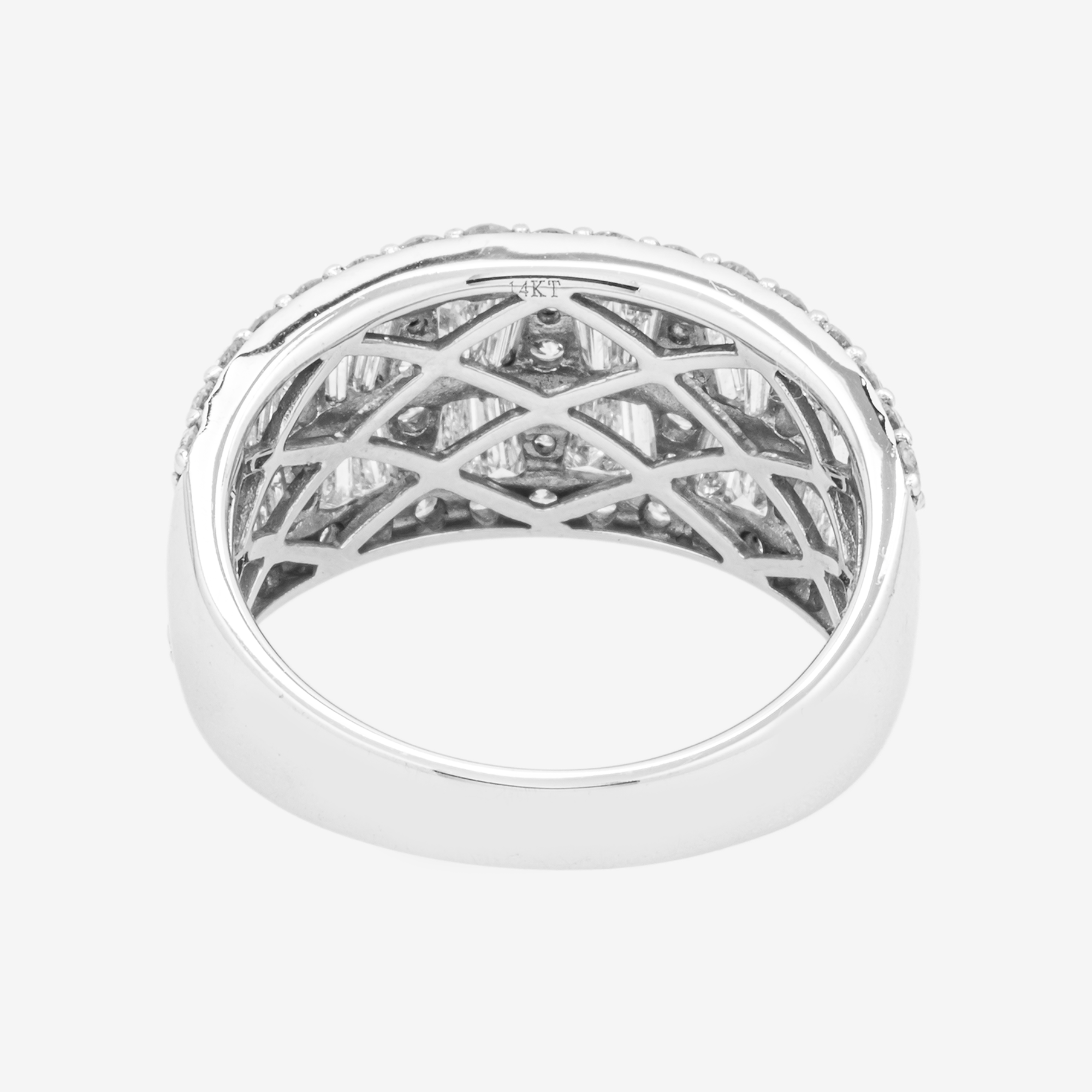 14K ROUND BAGUETTE DIAMOND RING IN WG 2.1CT DIAMONDS