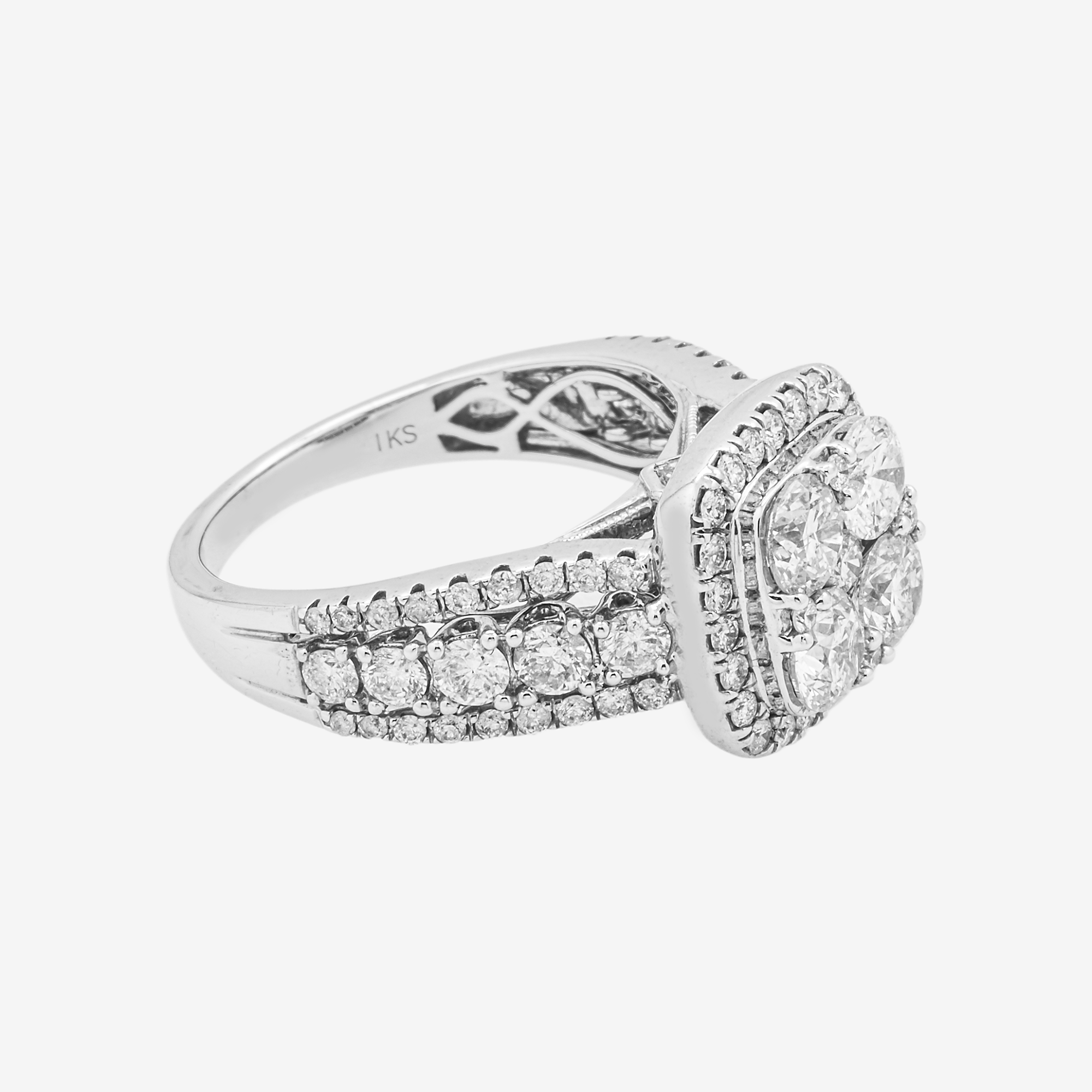 14K SQUARE DIAMOND RING IN WG 2.53 CT