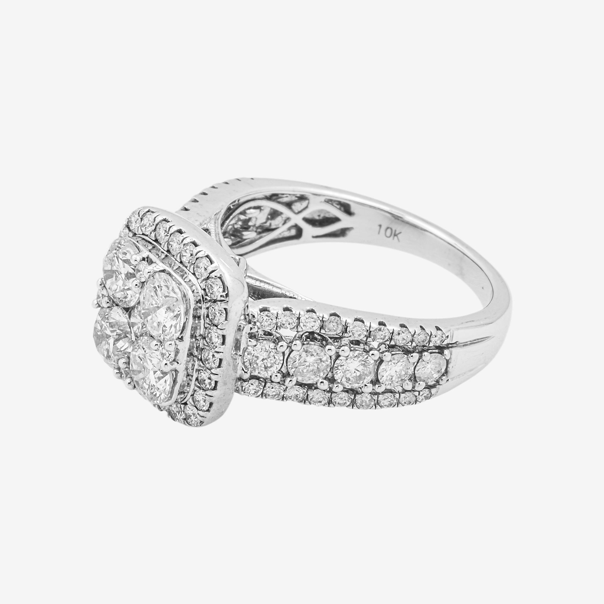 14K SQUARE DIAMOND RING IN WG 2.53 CT