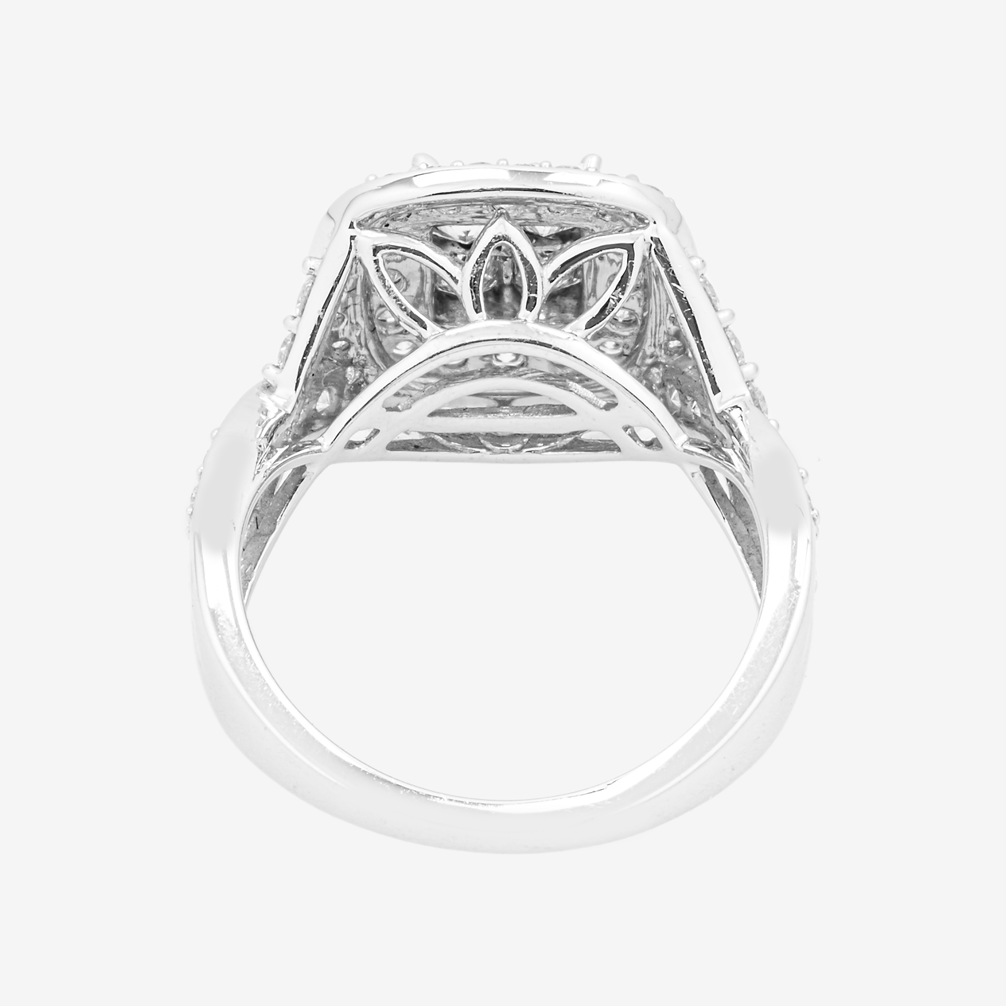 14K SQUARE DIAMOND CLUSTER SPLIT BAND RING IN WG 2CT DIAMONDS