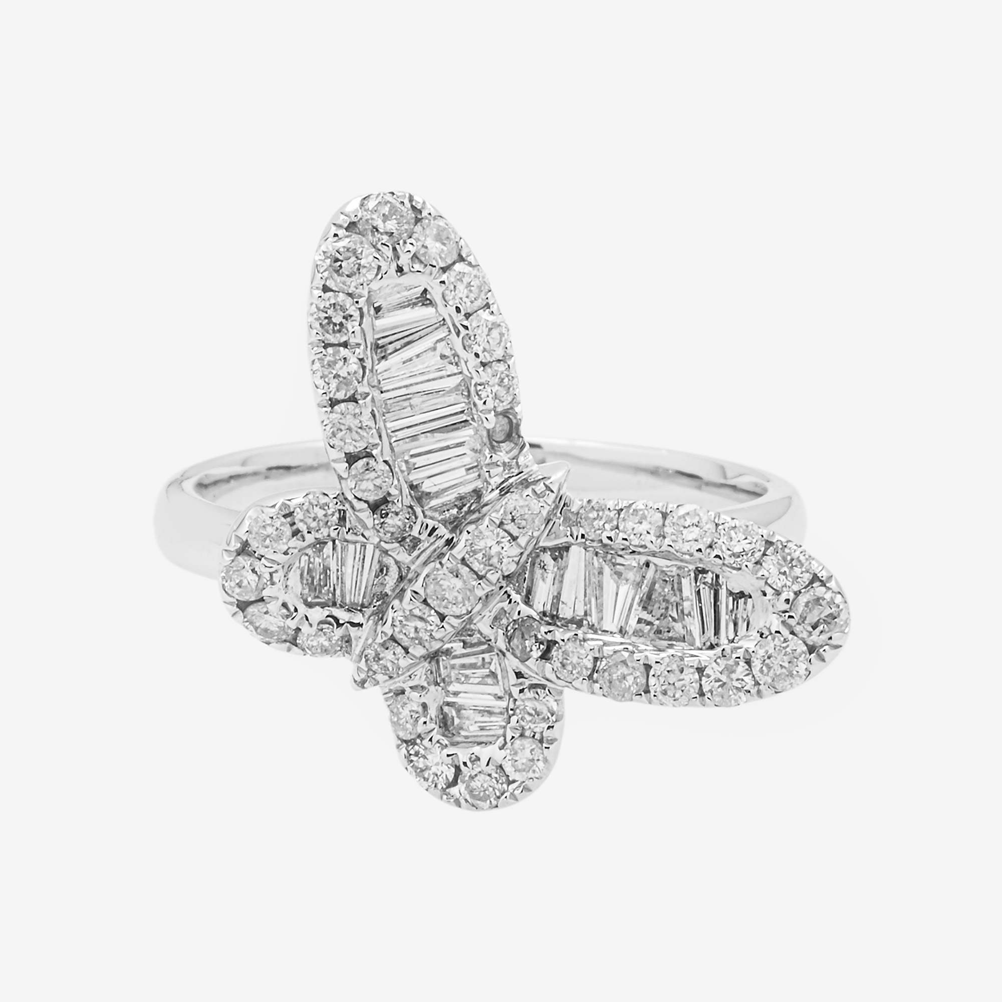 14K BUTTERFLY DIAMOND RING IN WHITE GOLD .95CT DIAMONDS