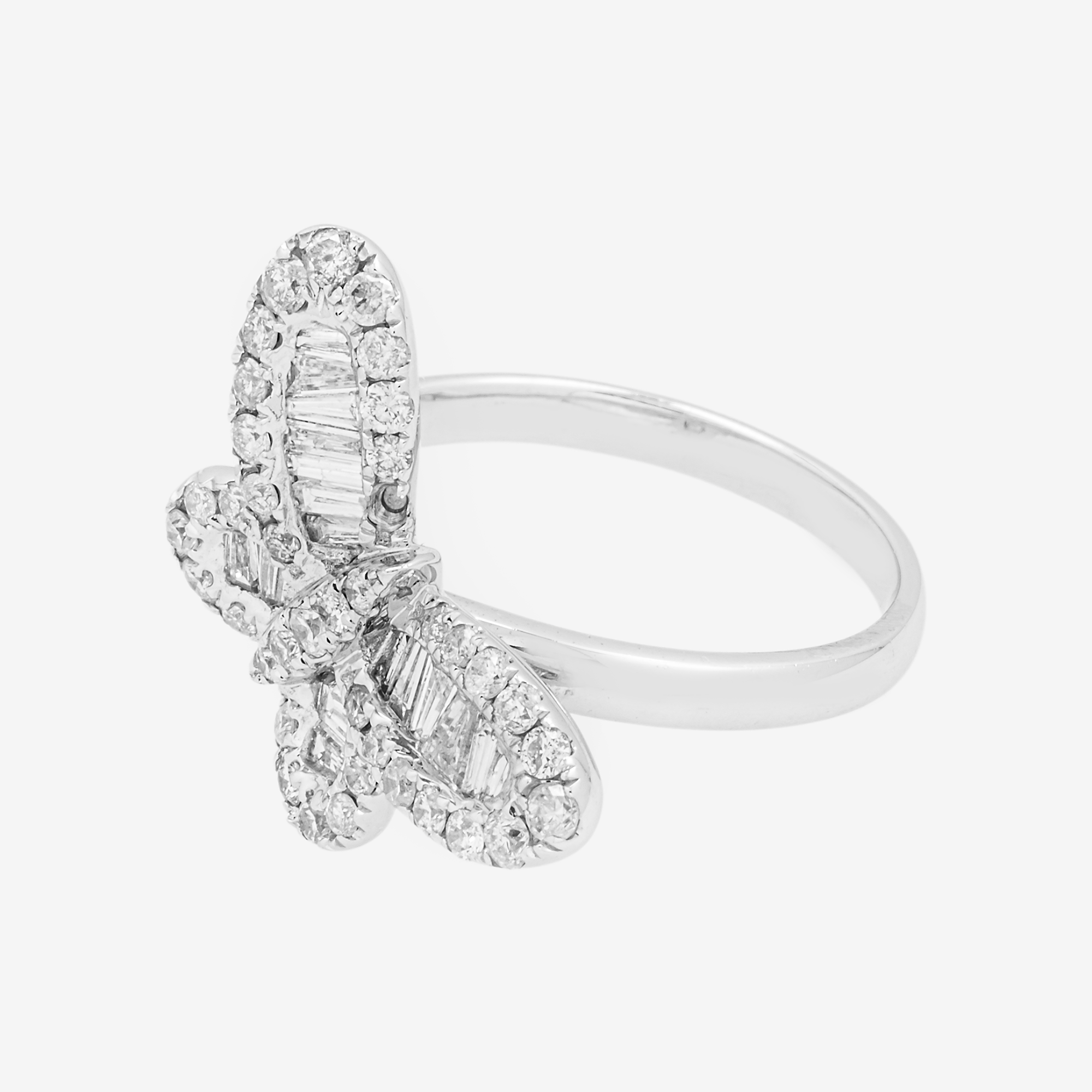 14K BUTTERFLY DIAMOND RING IN WHITE GOLD .95CT DIAMONDS