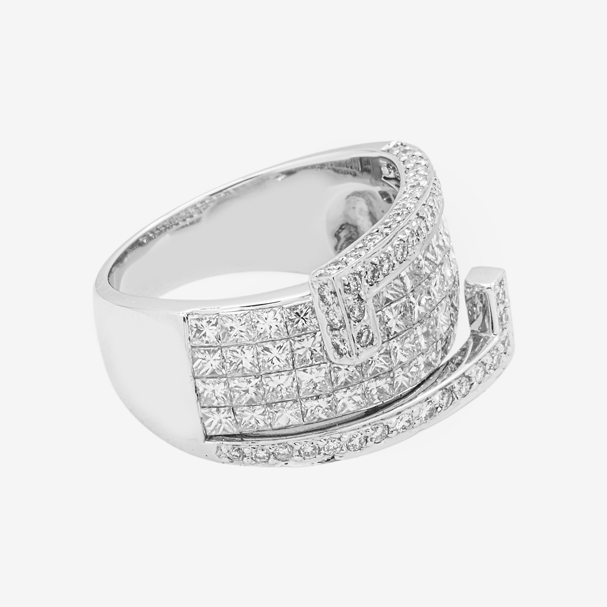 18K SIX ROW BYPASS DIAMOND RING IN WG 3CT DIAMONDS