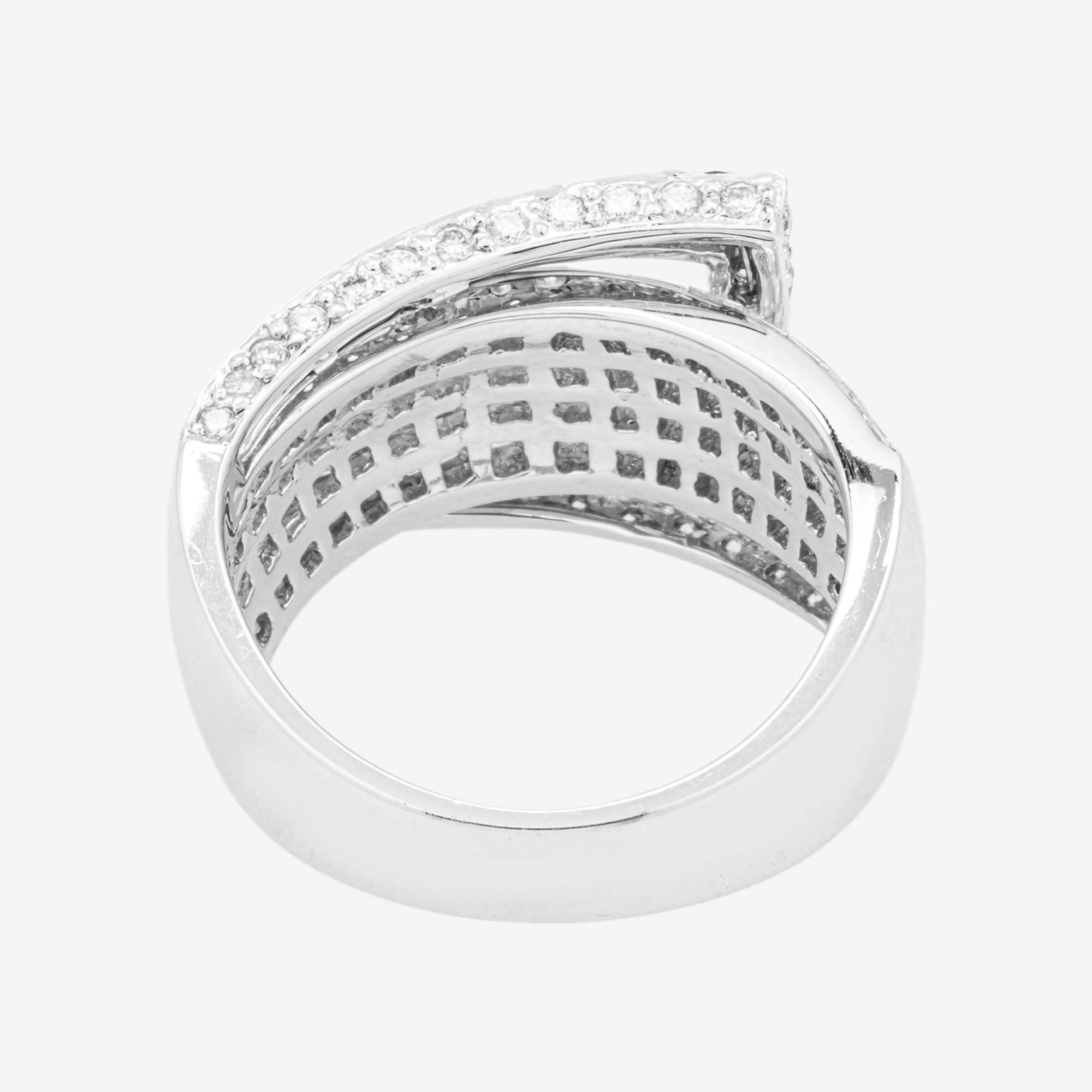 18K SIX ROW BYPASS DIAMOND RING IN WG 3CT DIAMONDS
