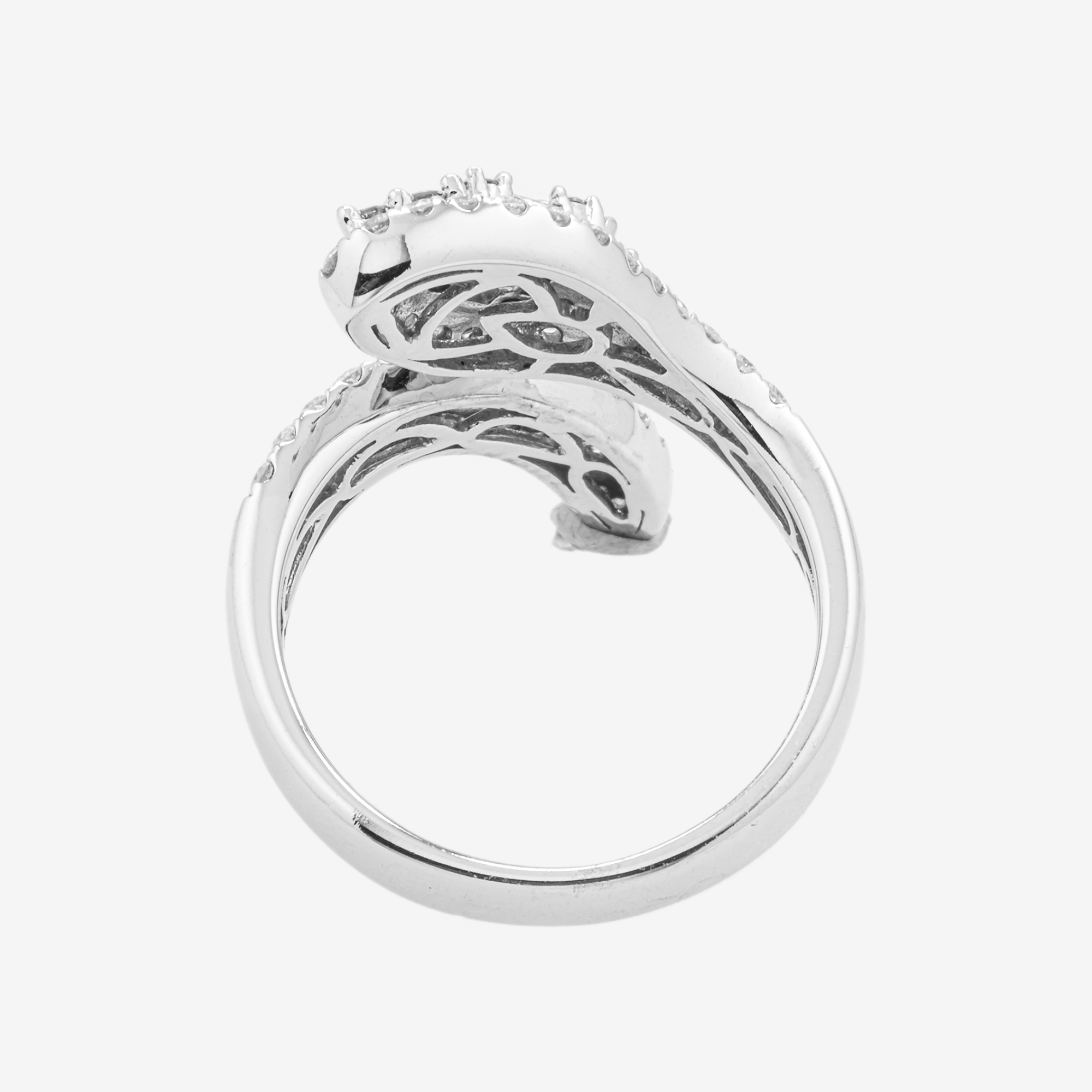 14K BAGUETTE SERPENT WRAP AROUND RING IN WG 1.15 CT DIAMONDS